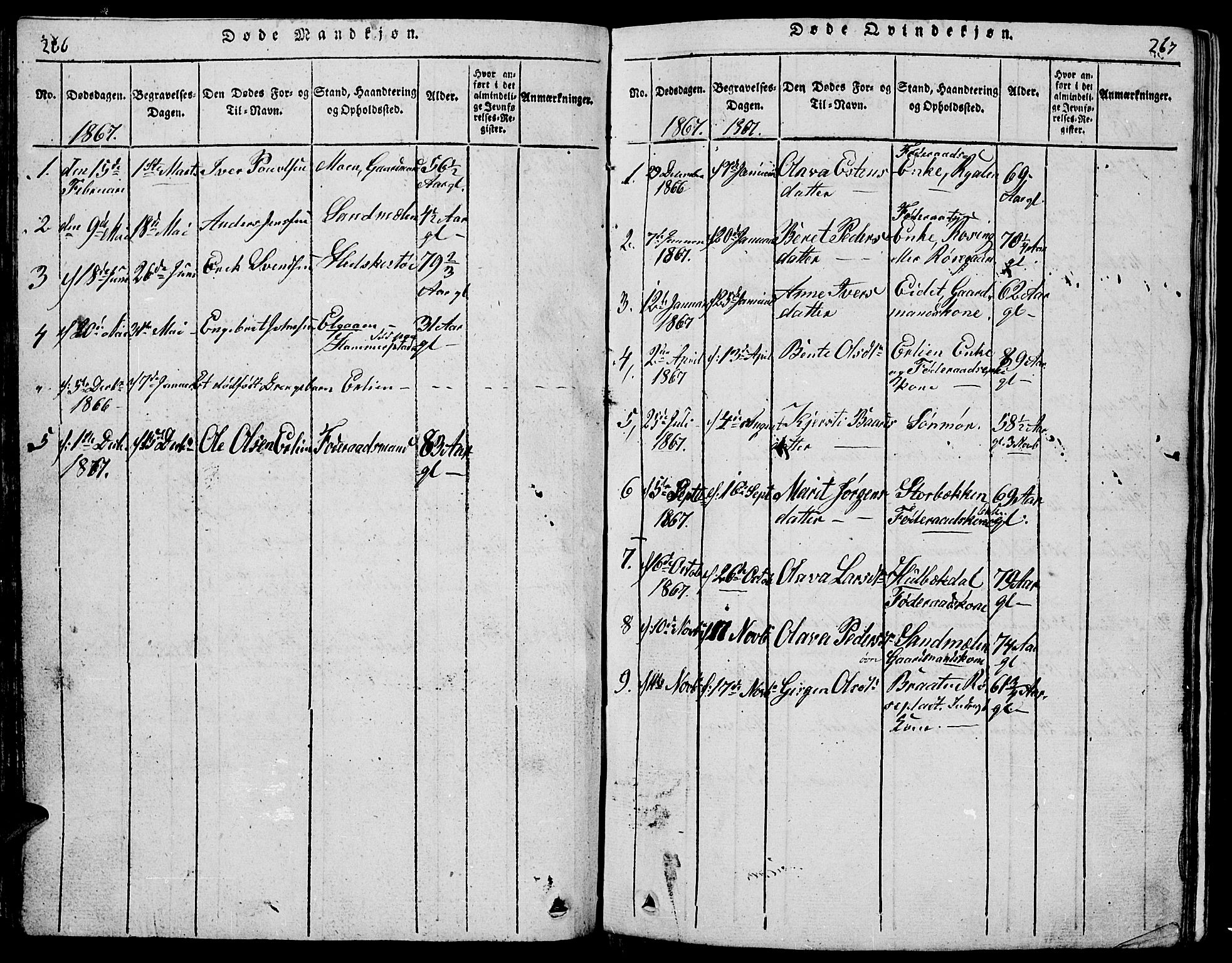 Tolga prestekontor, AV/SAH-PREST-062/L/L0001: Parish register (copy) no. 1, 1814-1877, p. 266-267