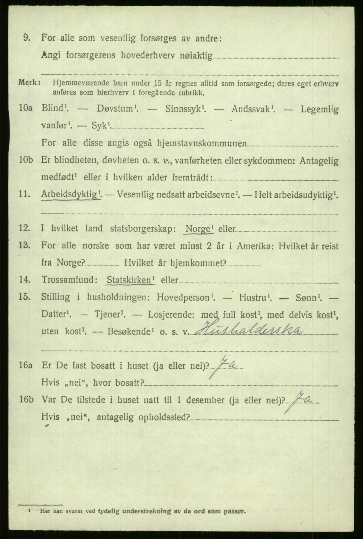 SAB, 1920 census for Voss, 1920, p. 12500