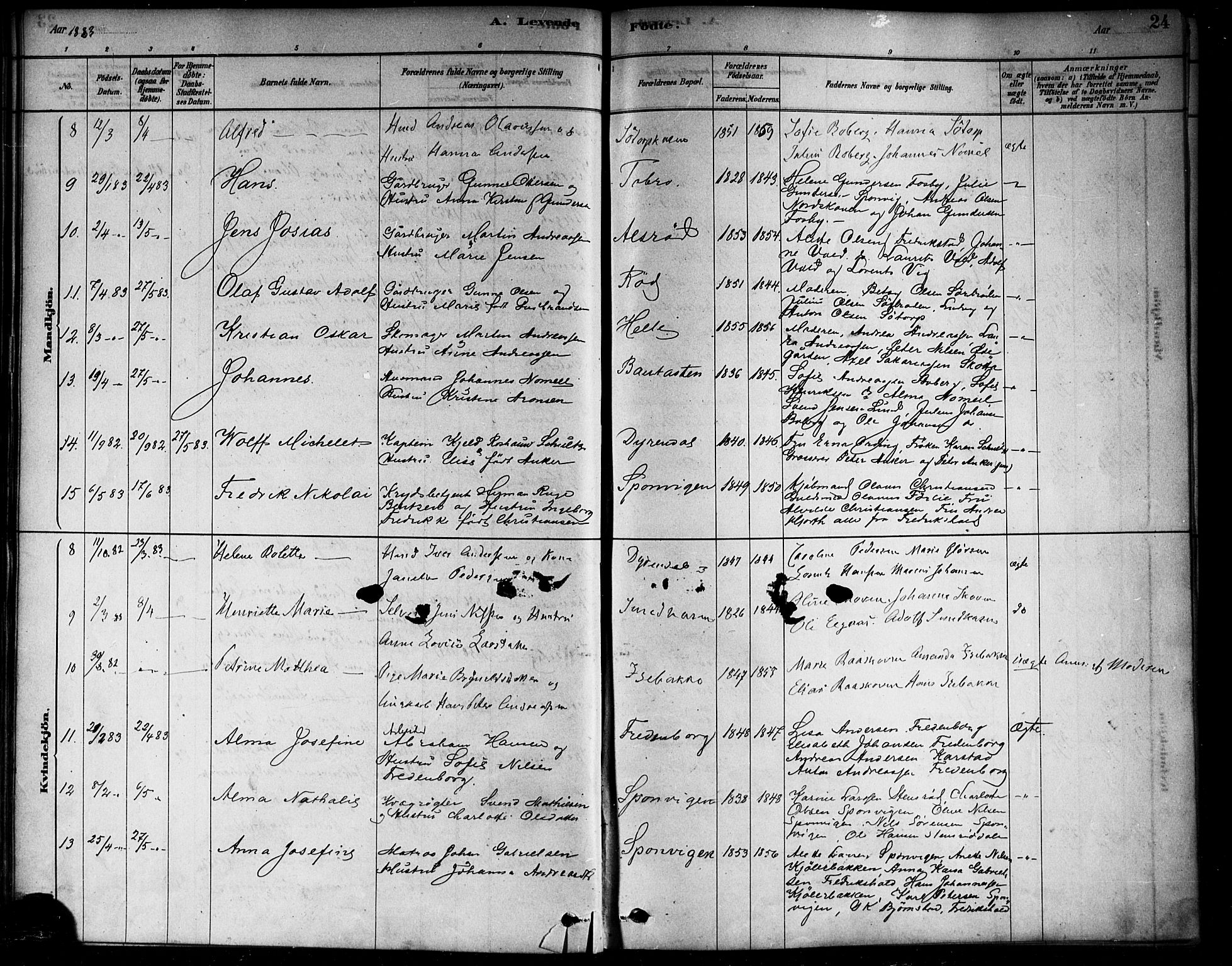 Berg prestekontor Kirkebøker, AV/SAO-A-10902/F/Fa/L0006: Parish register (official) no. I 6, 1878-1887, p. 24