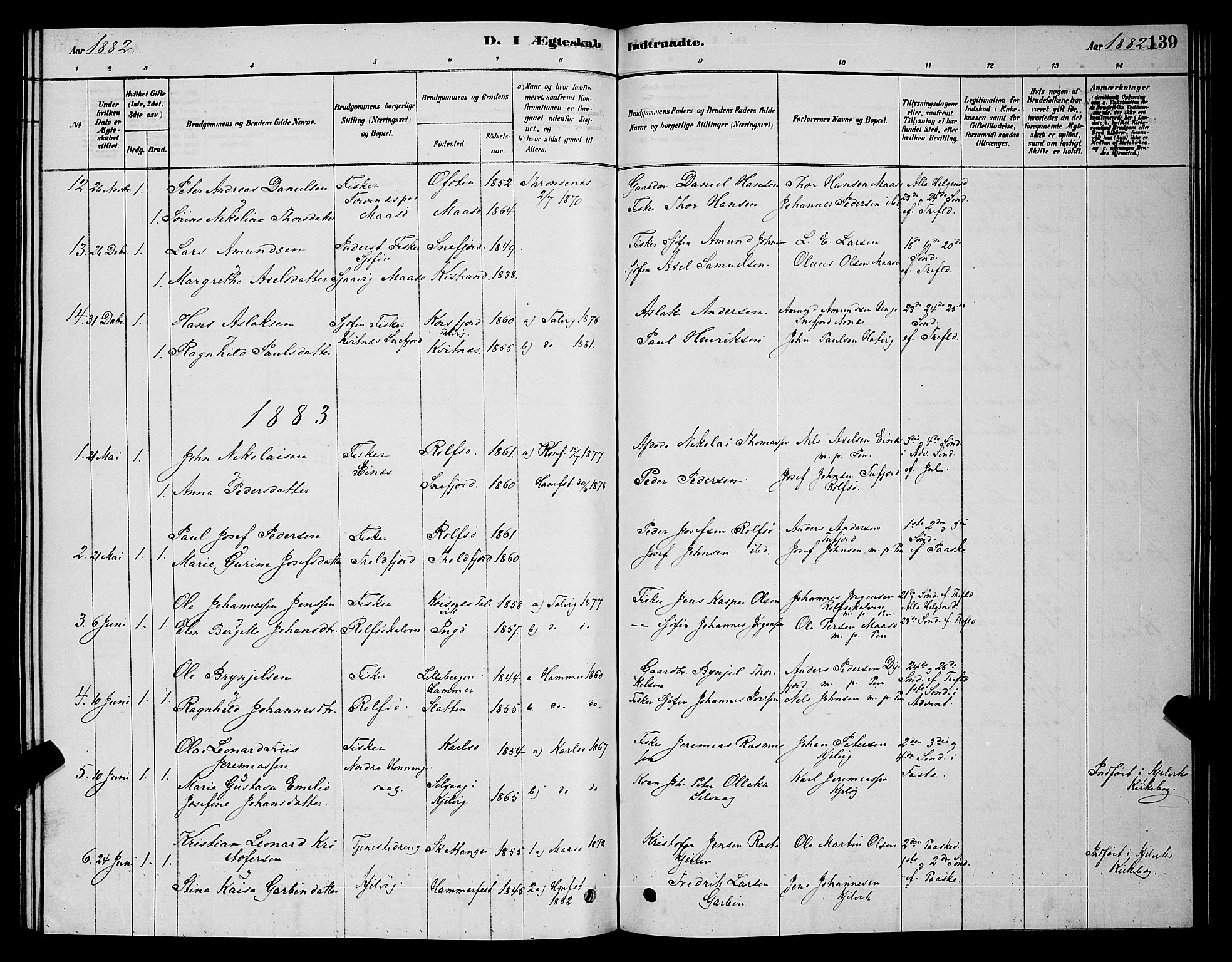 Måsøy sokneprestkontor, SATØ/S-1348/H/Hb/L0002klokker: Parish register (copy) no. 2, 1876-1888, p. 139