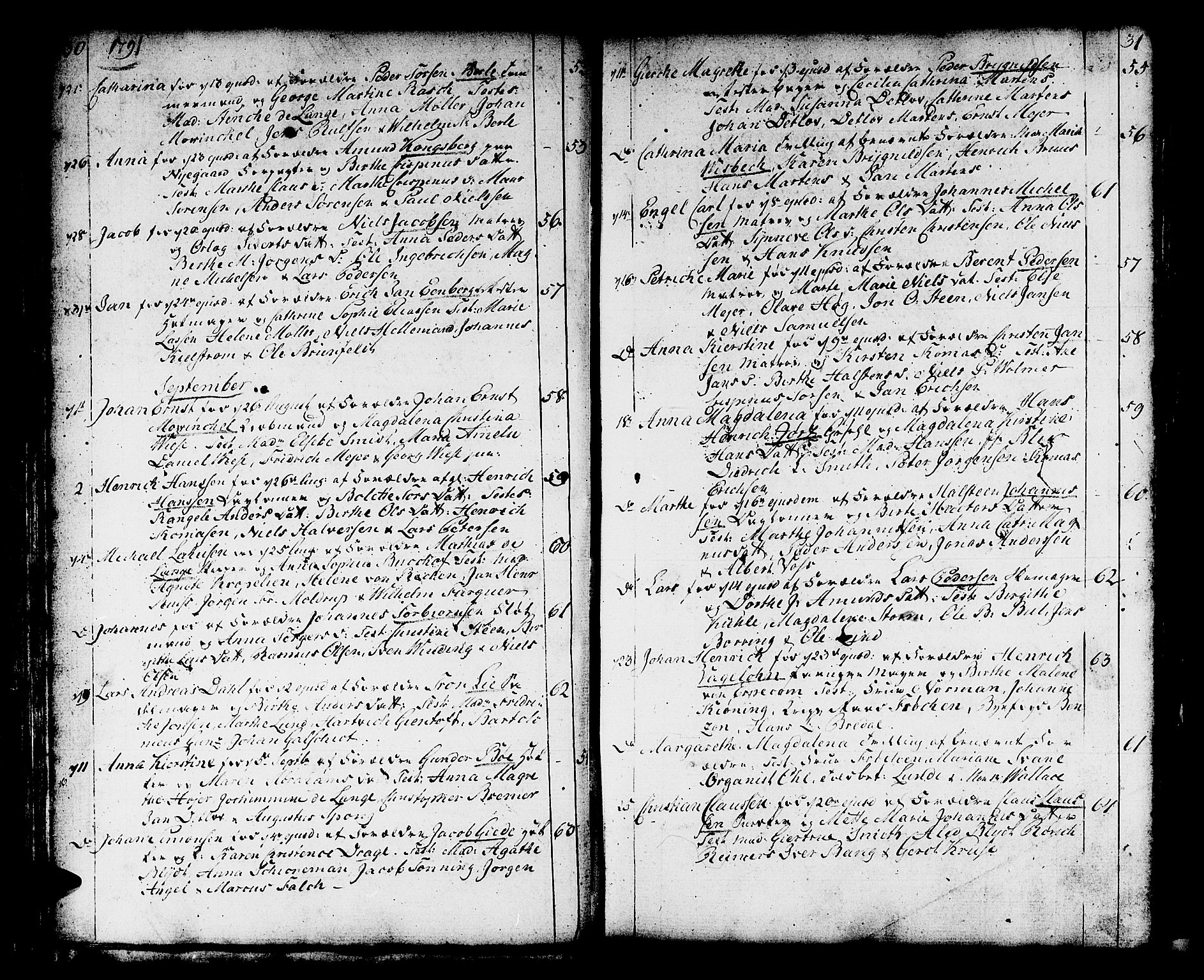 Domkirken sokneprestembete, SAB/A-74801/H/Haa/L0004: Parish register (official) no. A 4, 1763-1820, p. 30-31