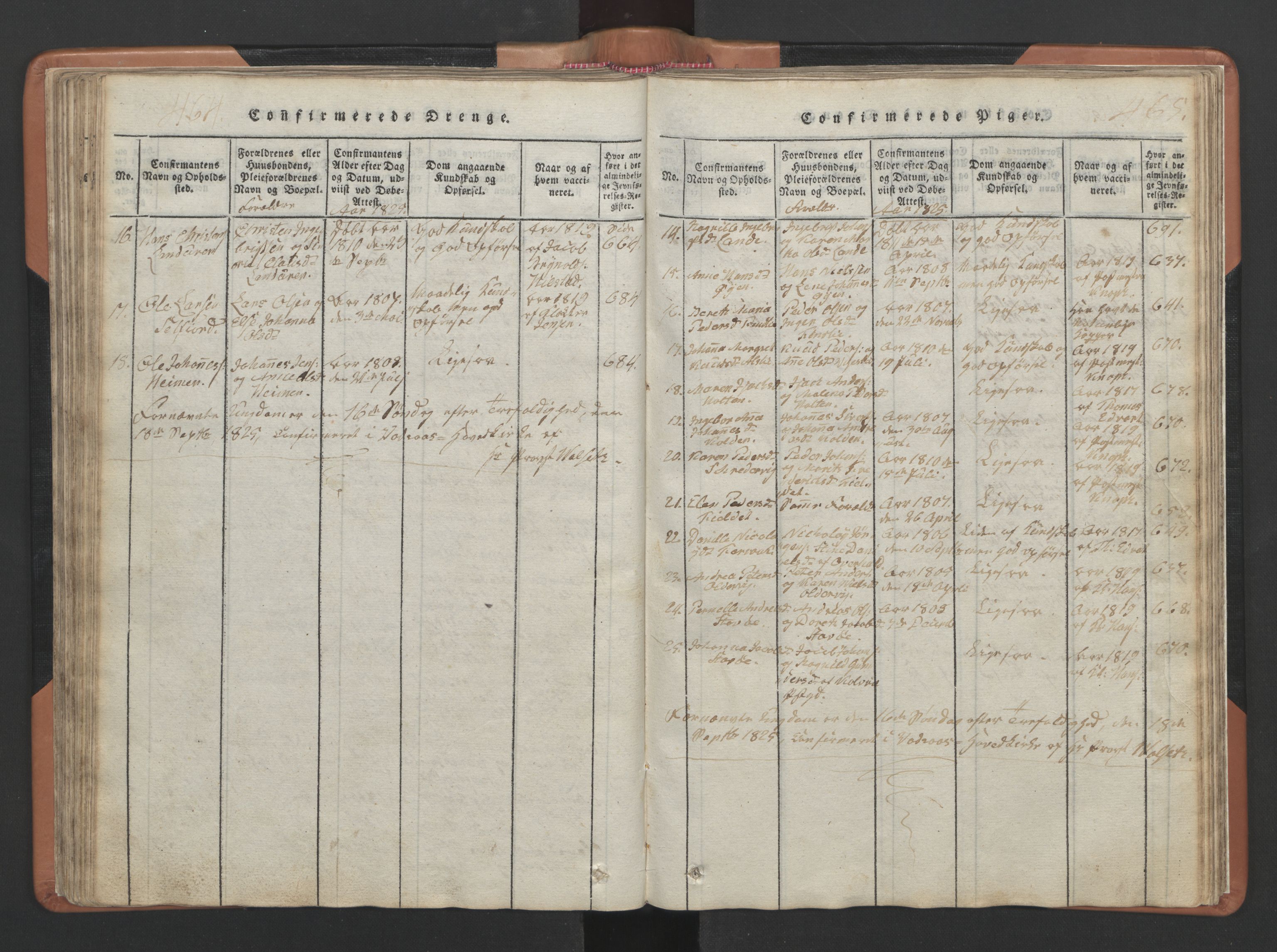 Ministerialprotokoller, klokkerbøker og fødselsregistre - Nordland, SAT/A-1459/810/L0157: Parish register (copy) no. 810C01, 1819-1842, p. 464-465
