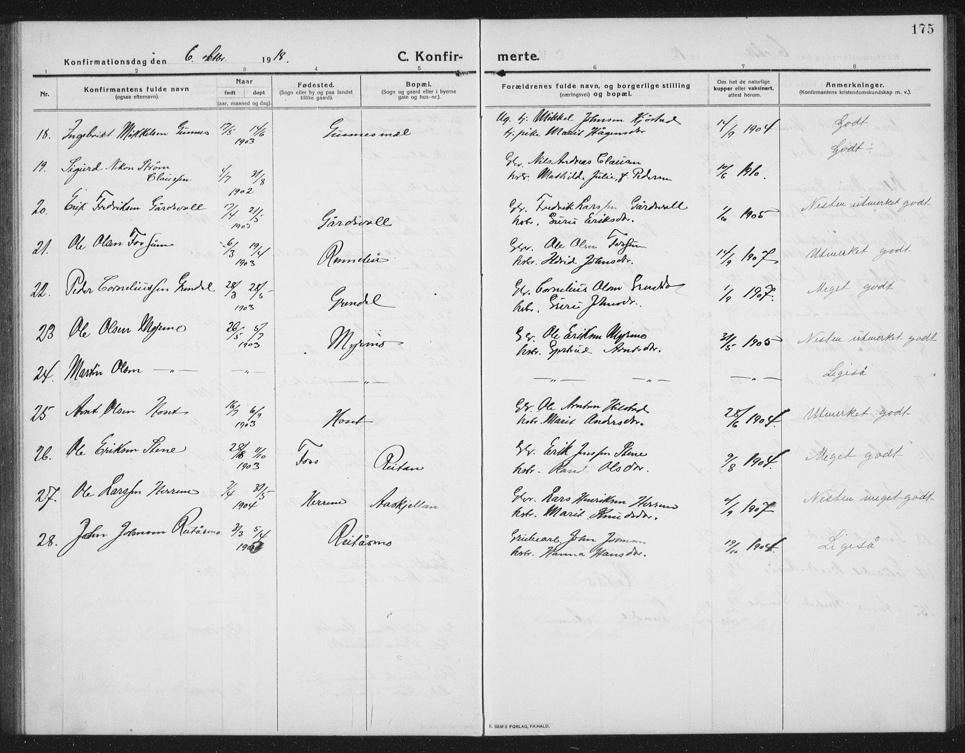 Ministerialprotokoller, klokkerbøker og fødselsregistre - Sør-Trøndelag, SAT/A-1456/674/L0877: Parish register (copy) no. 674C04, 1913-1940, p. 175