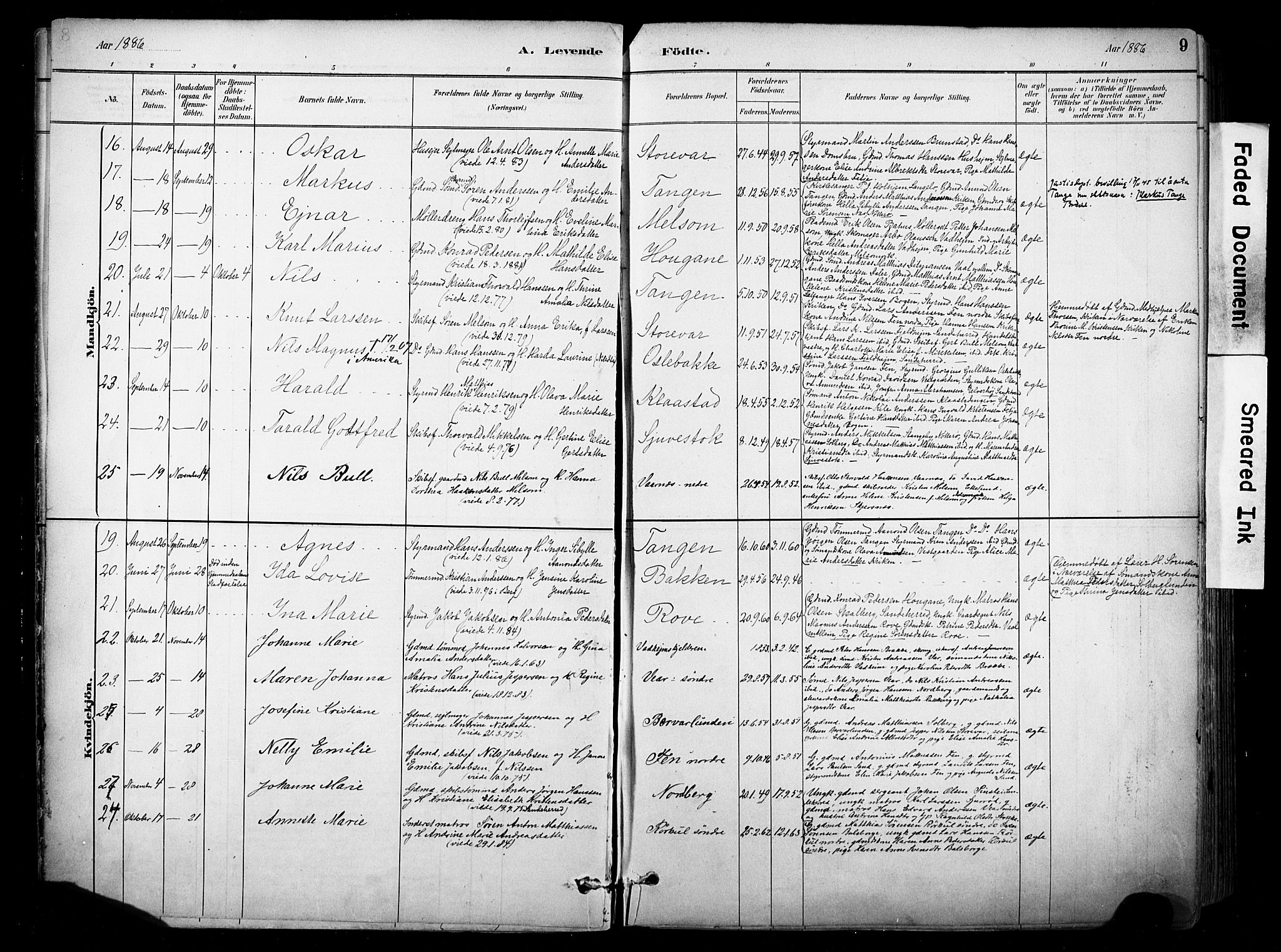 Stokke kirkebøker, AV/SAKO-A-320/F/Fa/L0010: Parish register (official) no. I 10, 1884-1903, p. 9