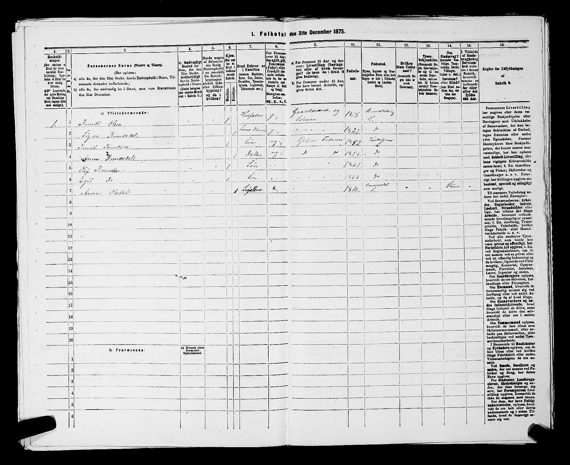 SAKO, 1875 census for 0833P Lårdal, 1875, p. 378