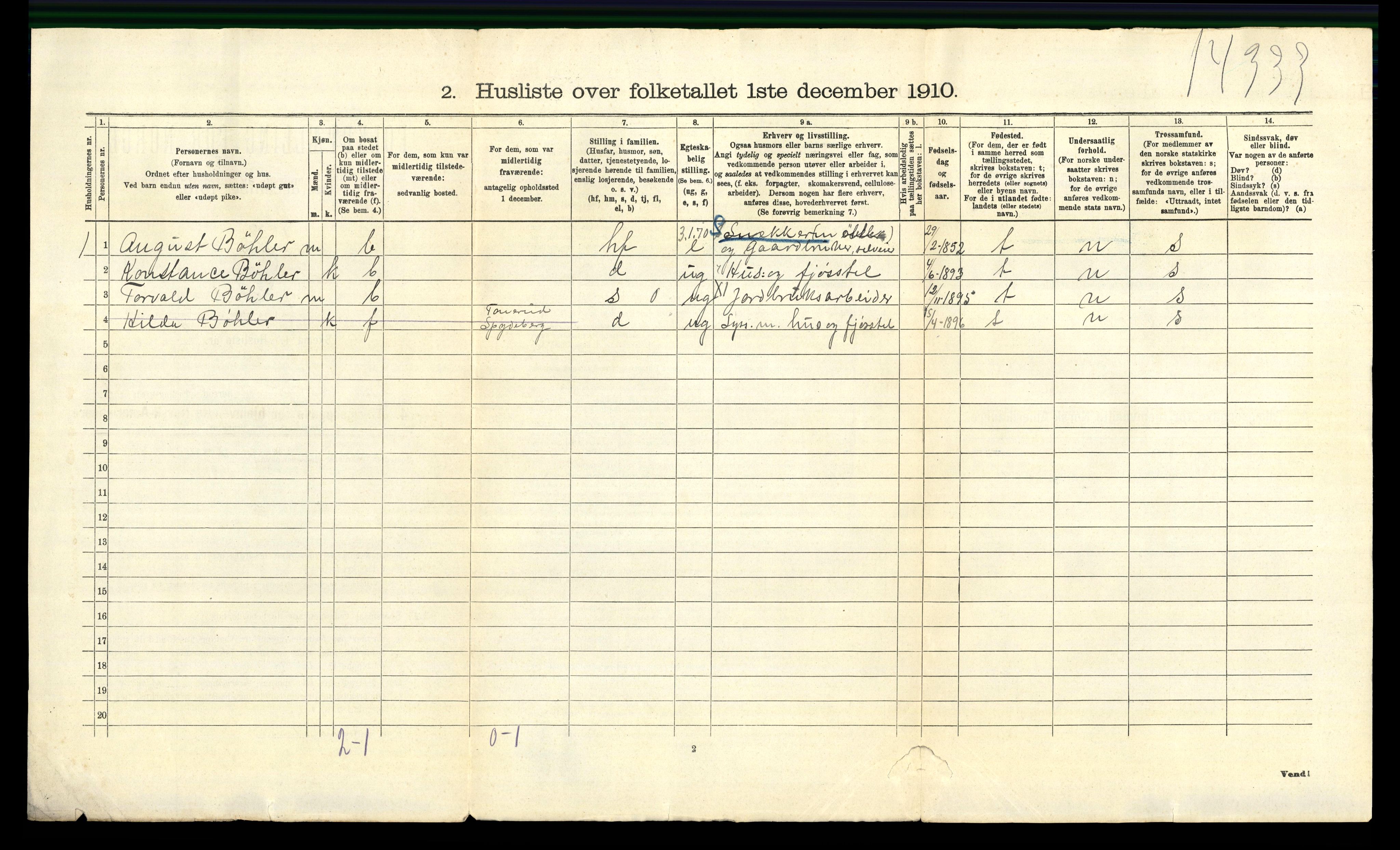 RA, 1910 census for Spydeberg, 1910, p. 34