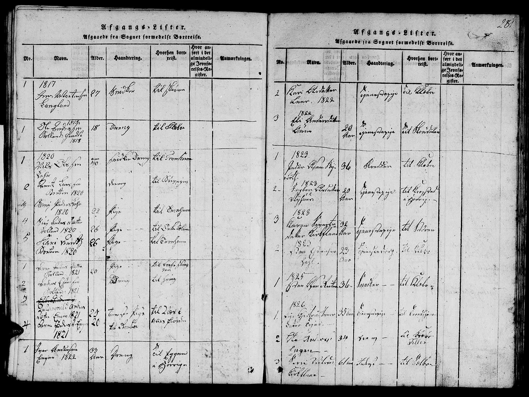 Ministerialprotokoller, klokkerbøker og fødselsregistre - Sør-Trøndelag, SAT/A-1456/693/L1121: Parish register (copy) no. 693C02, 1816-1869, p. 281