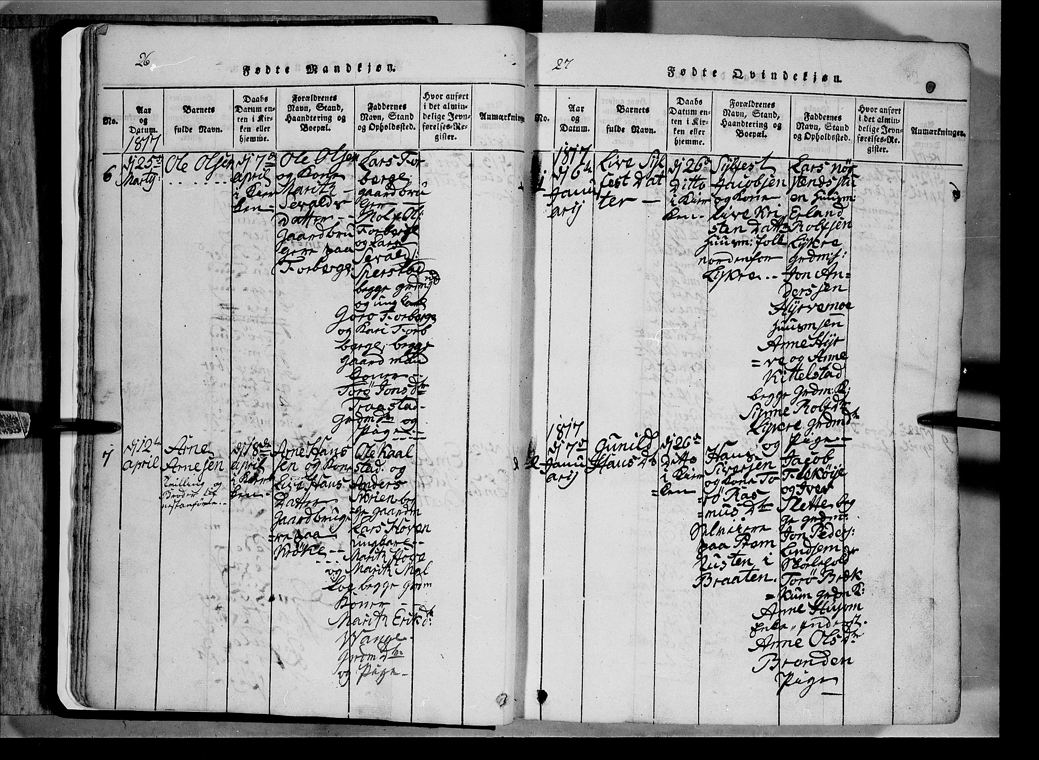 Lom prestekontor, SAH/PREST-070/L/L0003: Parish register (copy) no. 3, 1815-1844, p. 26-27
