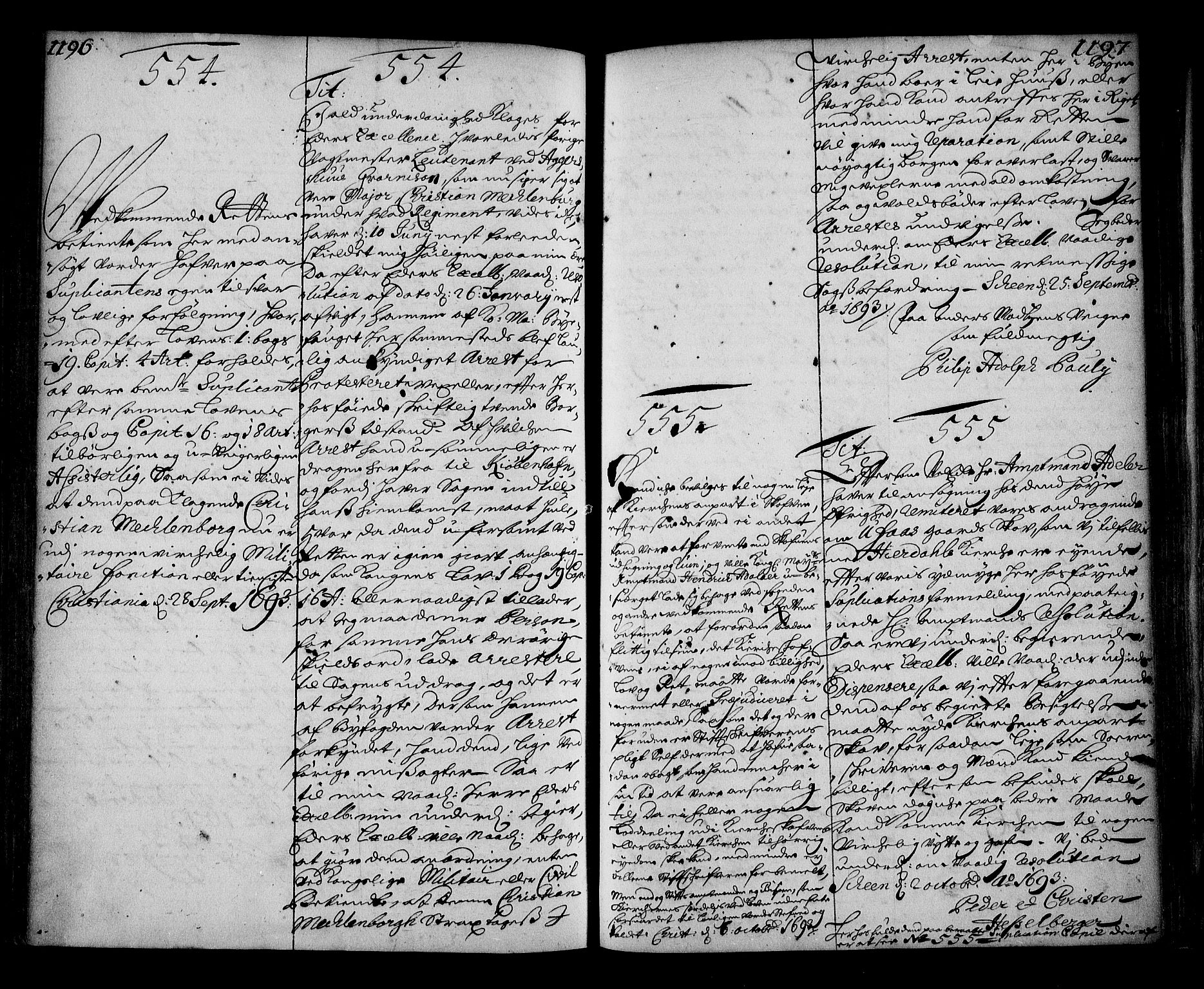 Stattholderembetet 1572-1771, RA/EA-2870/Ae/L0010: Supplikasjons- og resolusjonsprotokoll, 1692-1693, p. 1196-1197