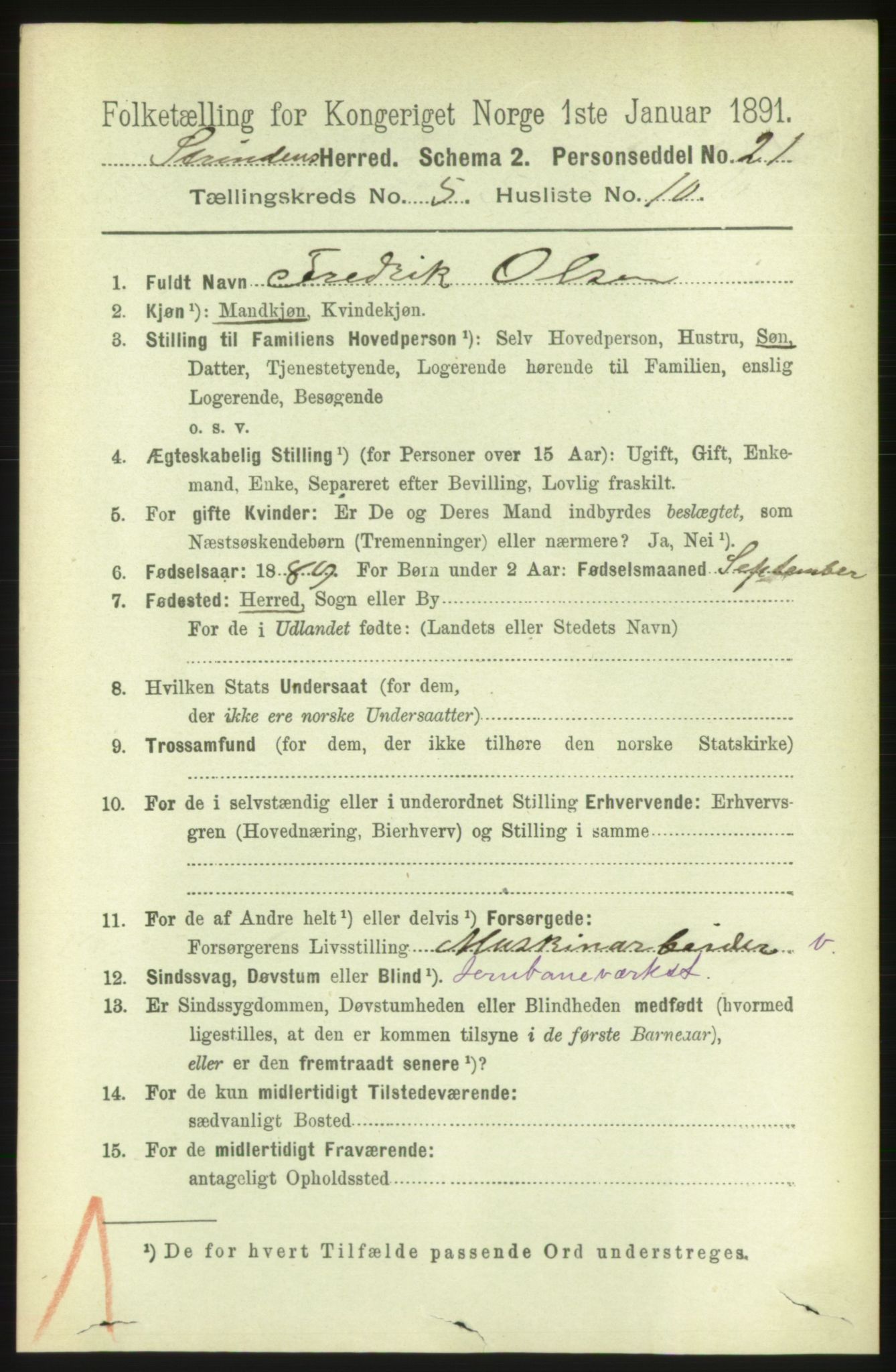 RA, 1891 census for 1660 Strinda, 1891, p. 4401