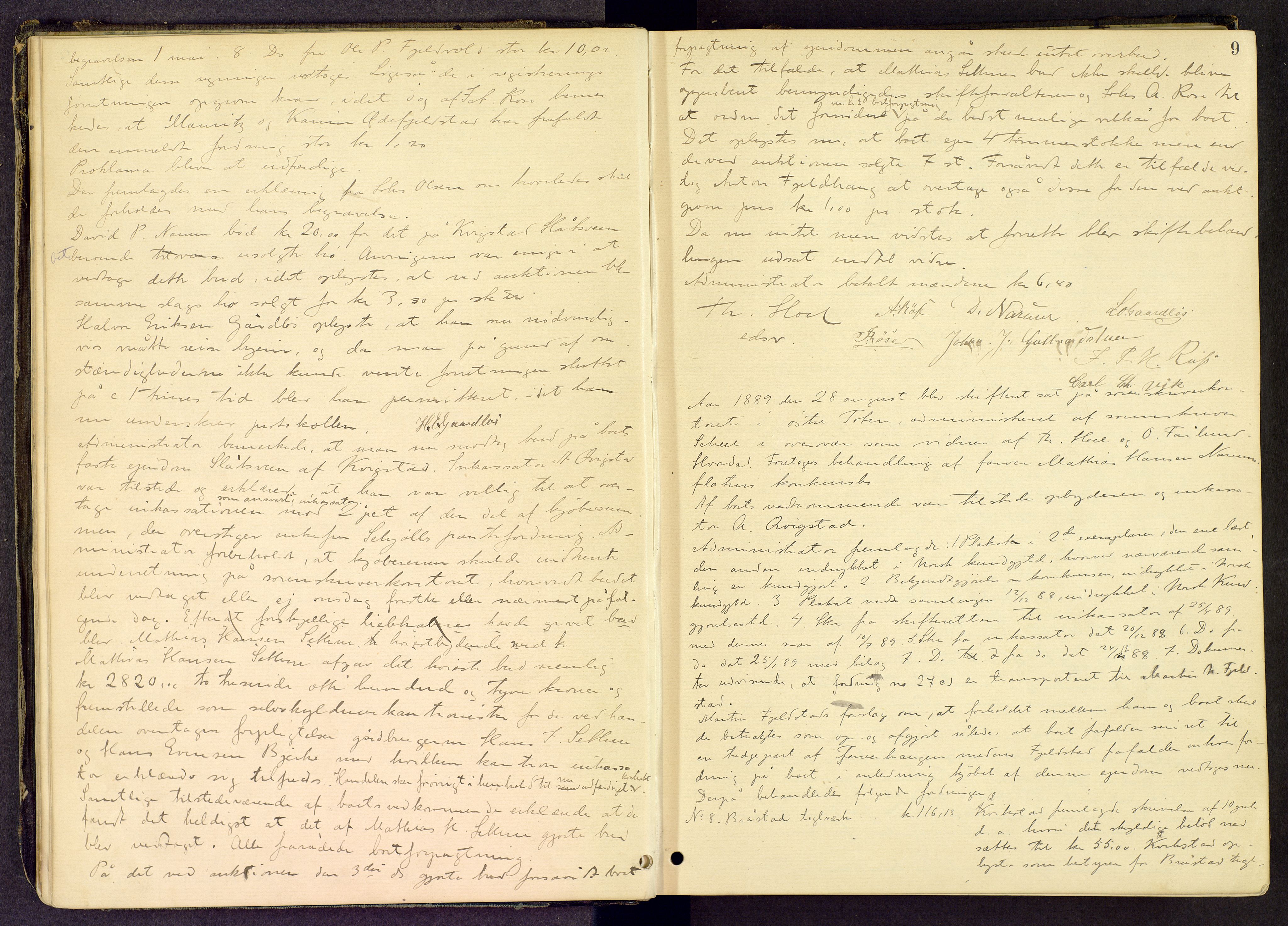Toten tingrett, AV/SAH-TING-006/J/Jf/L0006: Skifteregistreringsprotokoll - Vestre Toten, 1888-1903, p. 8b-9a