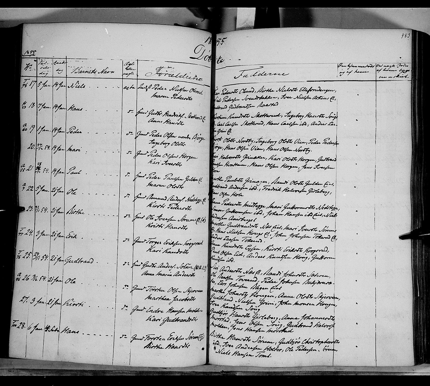 Gran prestekontor, AV/SAH-PREST-112/H/Ha/Haa/L0011: Parish register (official) no. 11, 1842-1856, p. 482-483