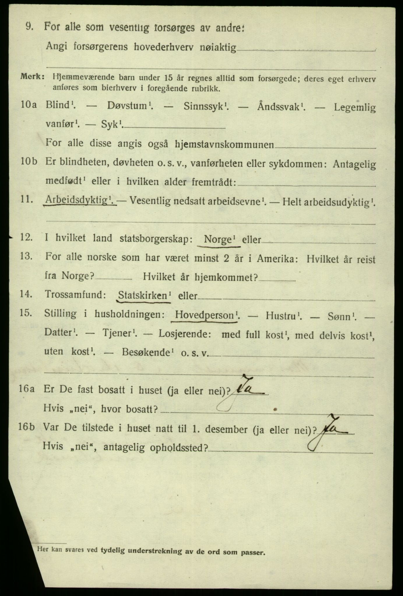 SAB, 1920 census for Os, 1920, p. 1191