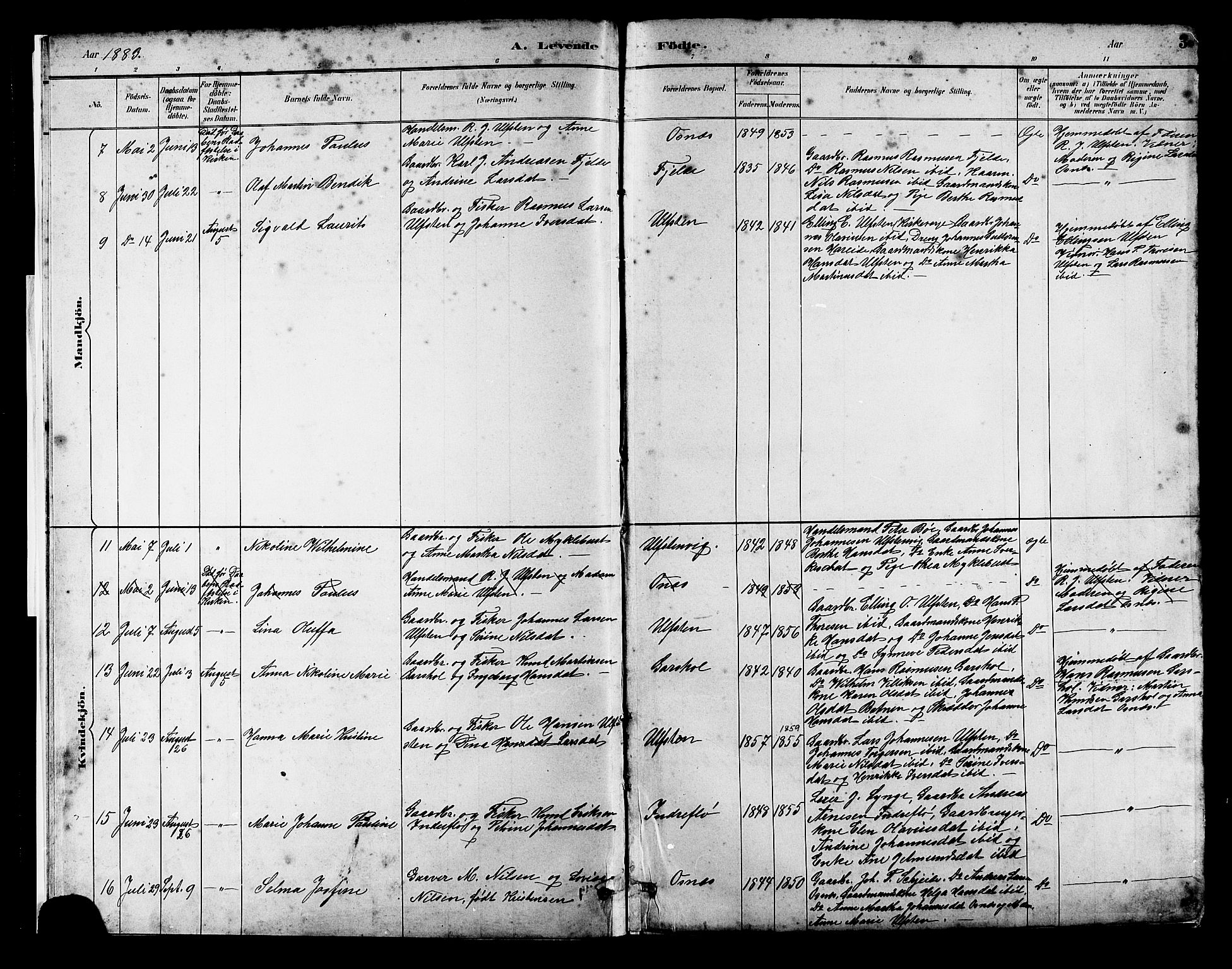 Ministerialprotokoller, klokkerbøker og fødselsregistre - Møre og Romsdal, SAT/A-1454/509/L0112: Parish register (copy) no. 509C02, 1883-1922, p. 3