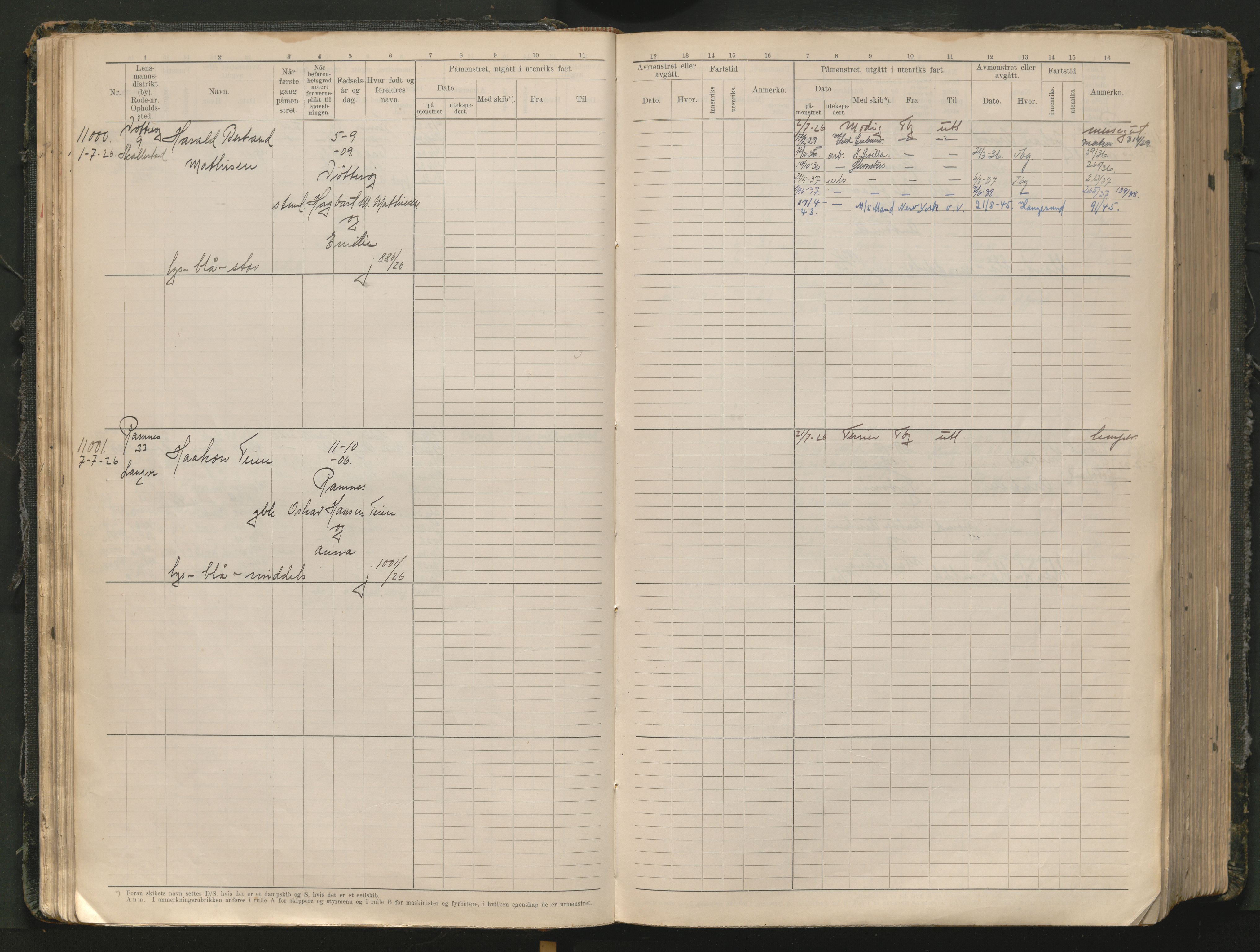 Tønsberg innrulleringskontor, AV/SAKO-A-786/F/Fc/Fcb/L0012: Hovedrulle Patent nr. 10828-12216, 1925-1948