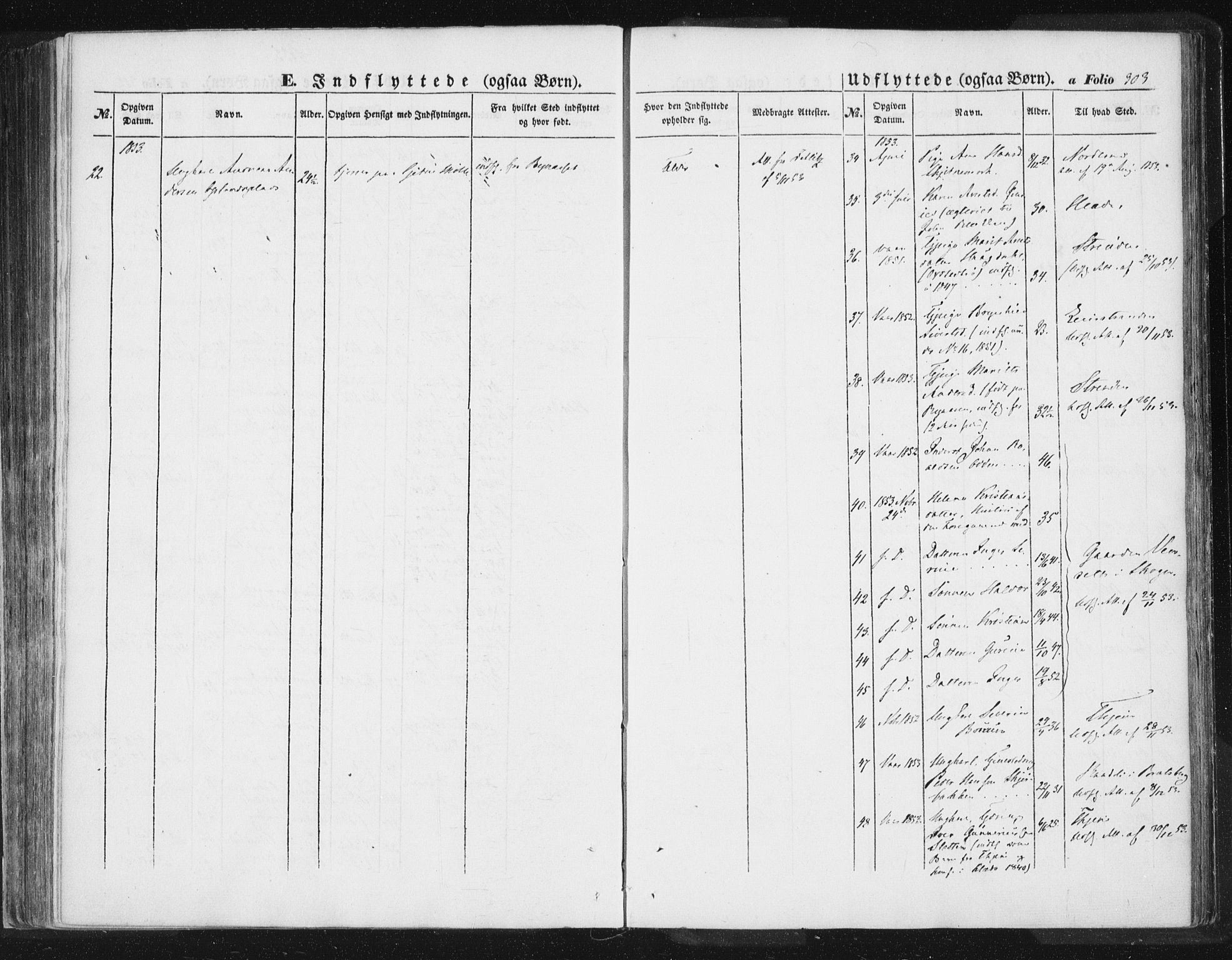 Ministerialprotokoller, klokkerbøker og fødselsregistre - Sør-Trøndelag, SAT/A-1456/618/L0441: Parish register (official) no. 618A05, 1843-1862, p. 303