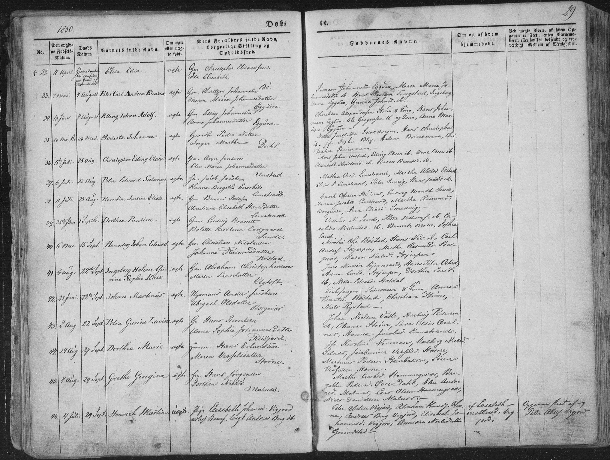 Ministerialprotokoller, klokkerbøker og fødselsregistre - Nordland, AV/SAT-A-1459/880/L1131: Parish register (official) no. 880A05, 1844-1868, p. 29
