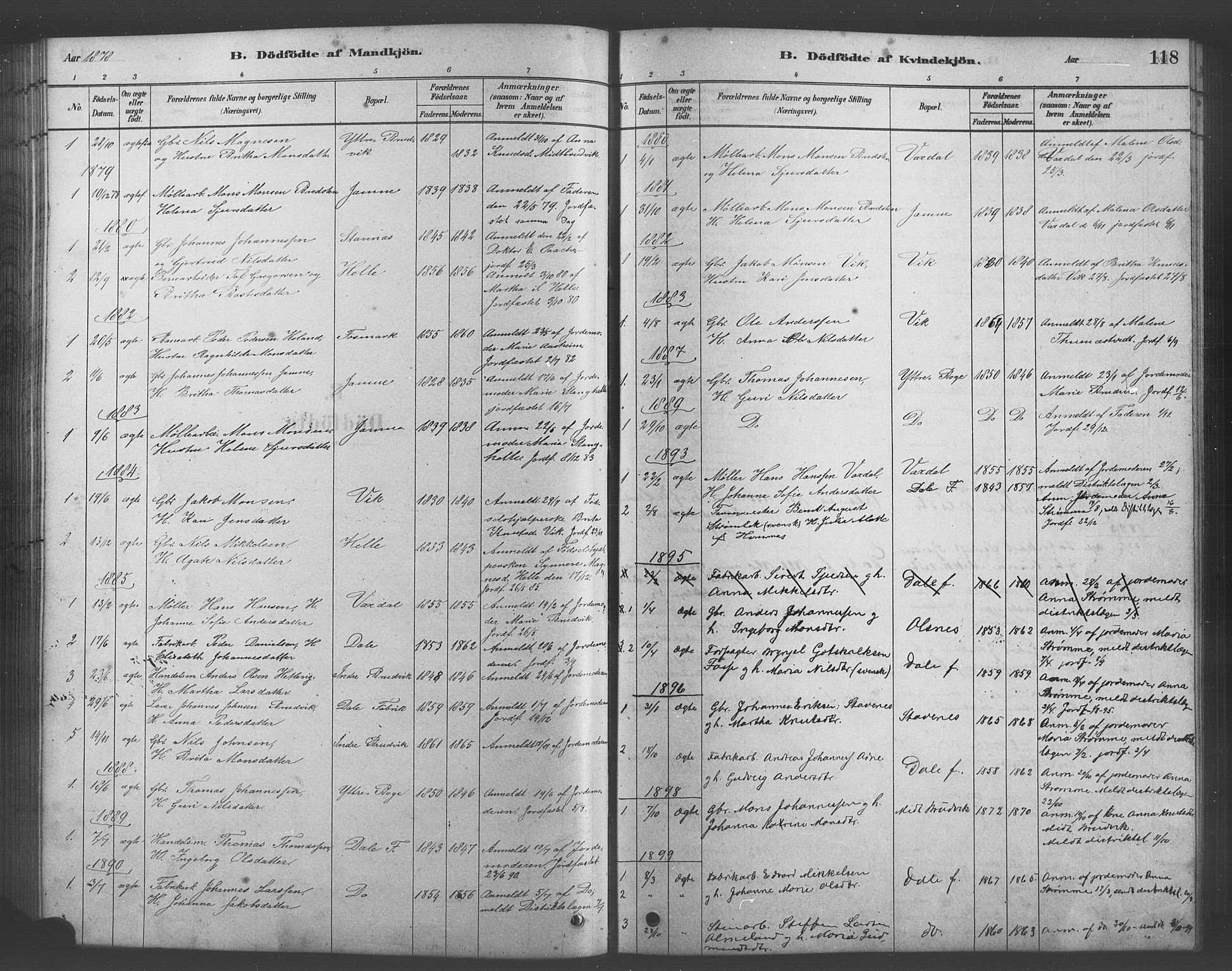 Bruvik Sokneprestembete, SAB/A-74701/H/Hab: Parish register (copy) no. A 1, 1878-1907, p. 118