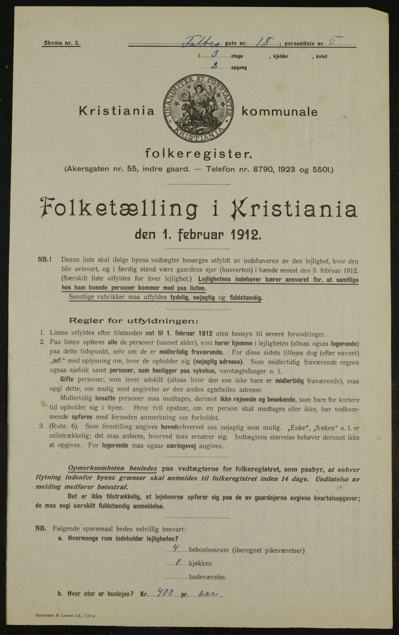 OBA, Municipal Census 1912 for Kristiania, 1912, p. 23215