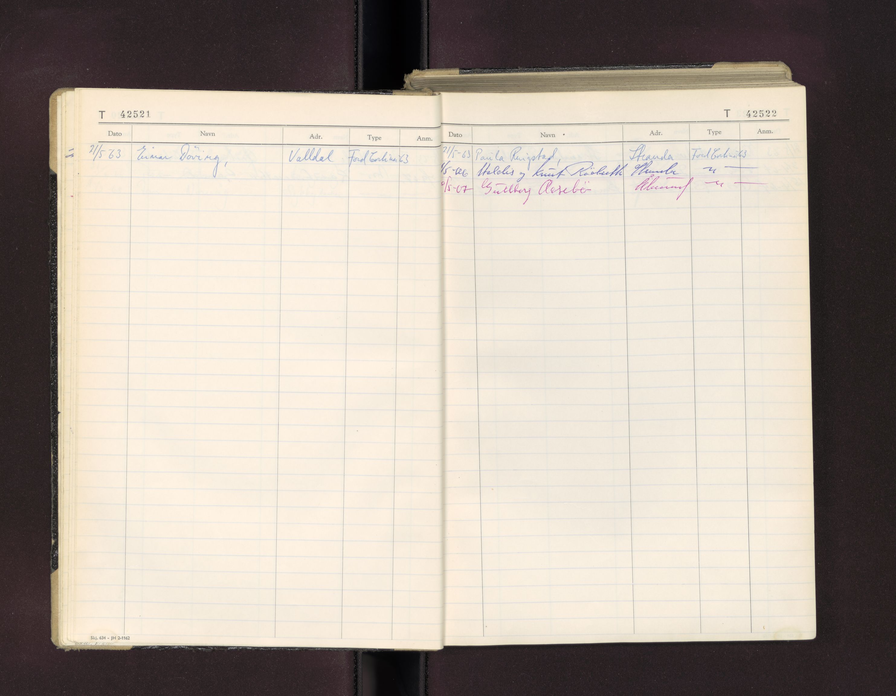 Møre og Romsdal vegkontor - Ålesund trafikkstasjon, AV/SAT-A-4099/F/Fc/L0038: Bilregister; T 42500 - T 42999, 1960-1970