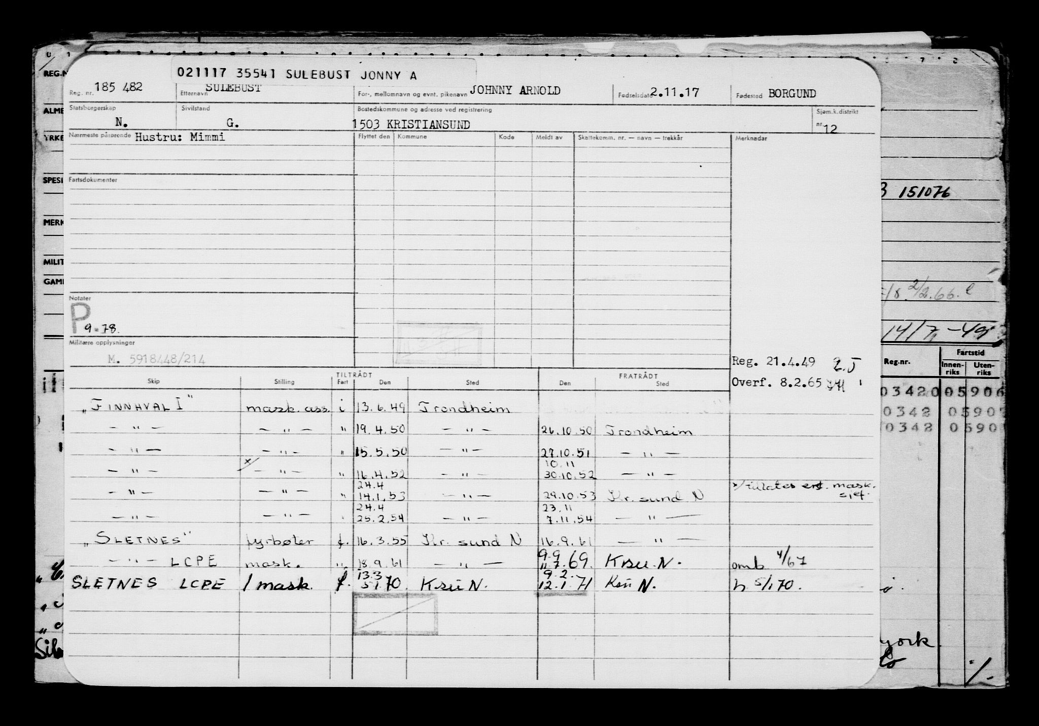 Direktoratet for sjømenn, AV/RA-S-3545/G/Gb/L0153: Hovedkort, 1917, p. 41