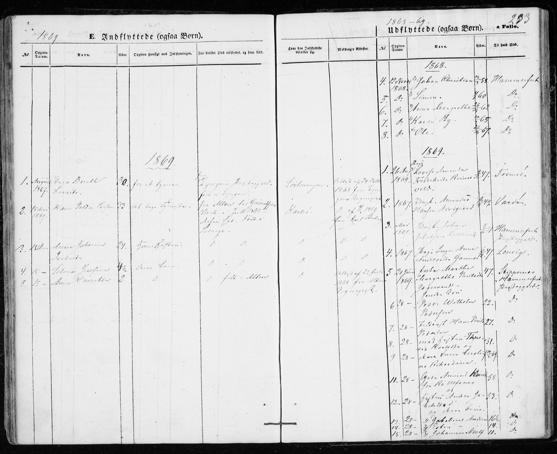 Karlsøy sokneprestembete, SATØ/S-1299/H/Ha/Haa/L0004kirke: Parish register (official) no. 4, 1861-1871, p. 233