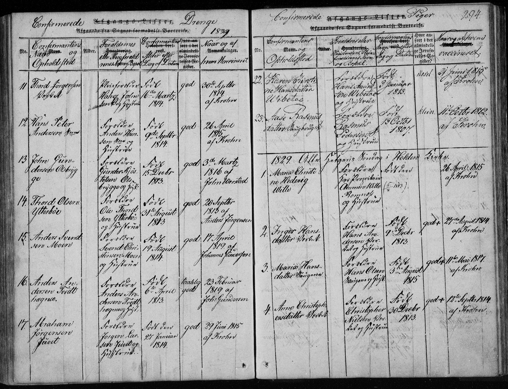 Holla kirkebøker, SAKO/A-272/F/Fa/L0003: Parish register (official) no. 3, 1815-1830, p. 294