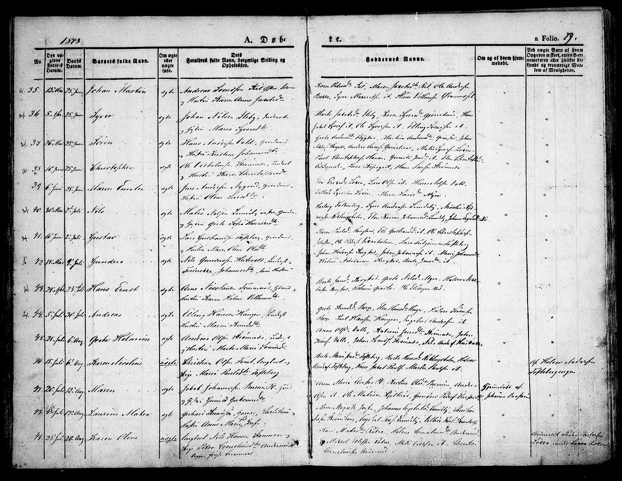 Råde prestekontor kirkebøker, AV/SAO-A-2009/F/Fa/L0005: Parish register (official) no. 5, 1830-1853, p. 79