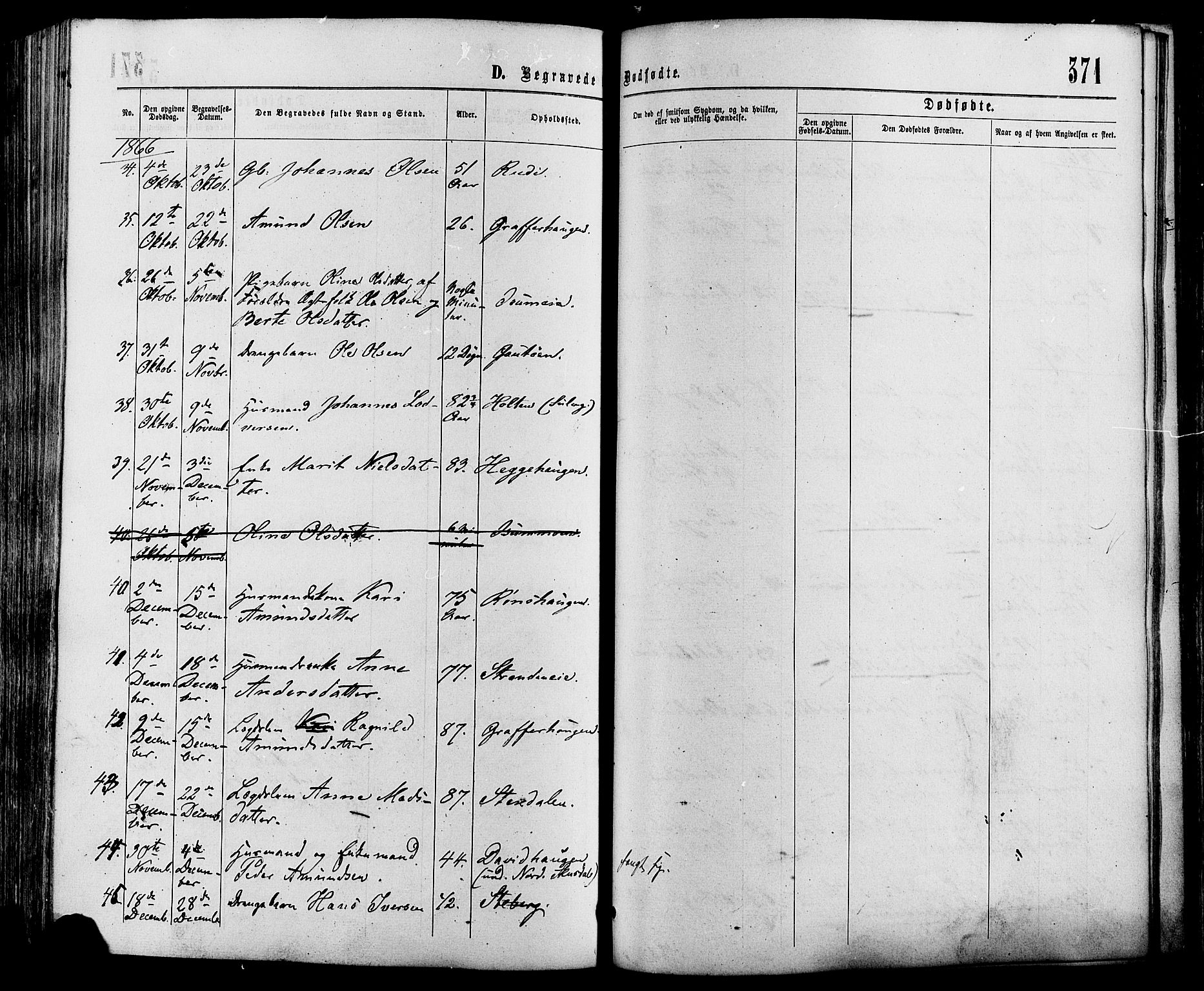 Sør-Fron prestekontor, SAH/PREST-010/H/Ha/Haa/L0002: Parish register (official) no. 2, 1864-1880, p. 371