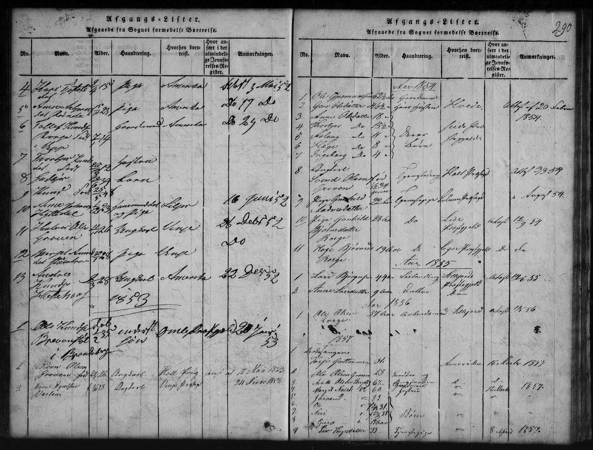 Rauland kirkebøker, SAKO/A-292/G/Gb/L0001: Parish register (copy) no. II 1, 1815-1886, p. 290