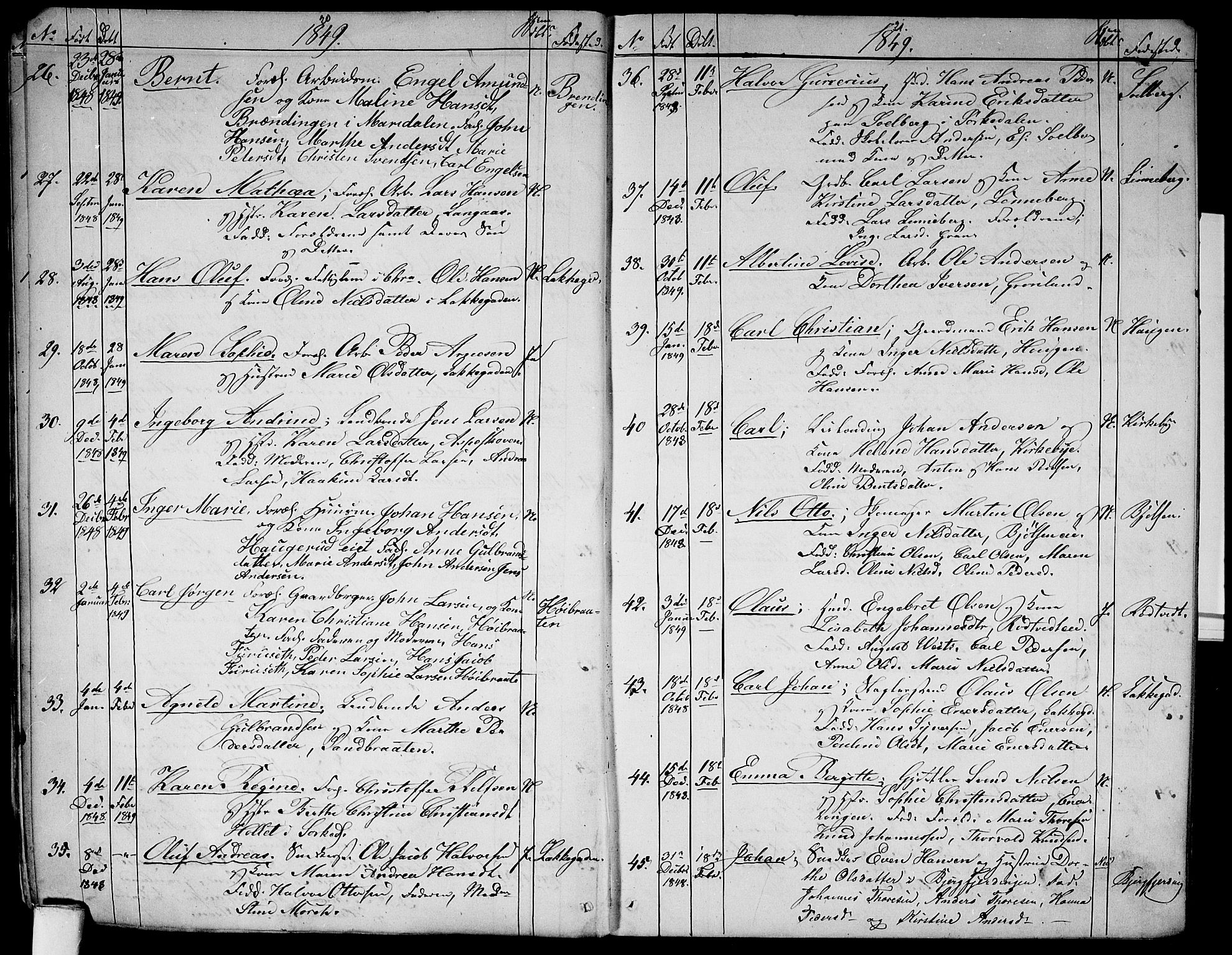 Aker prestekontor kirkebøker, AV/SAO-A-10861/G/L0009: Parish register (copy) no. 9, 1848-1852, p. 20-21