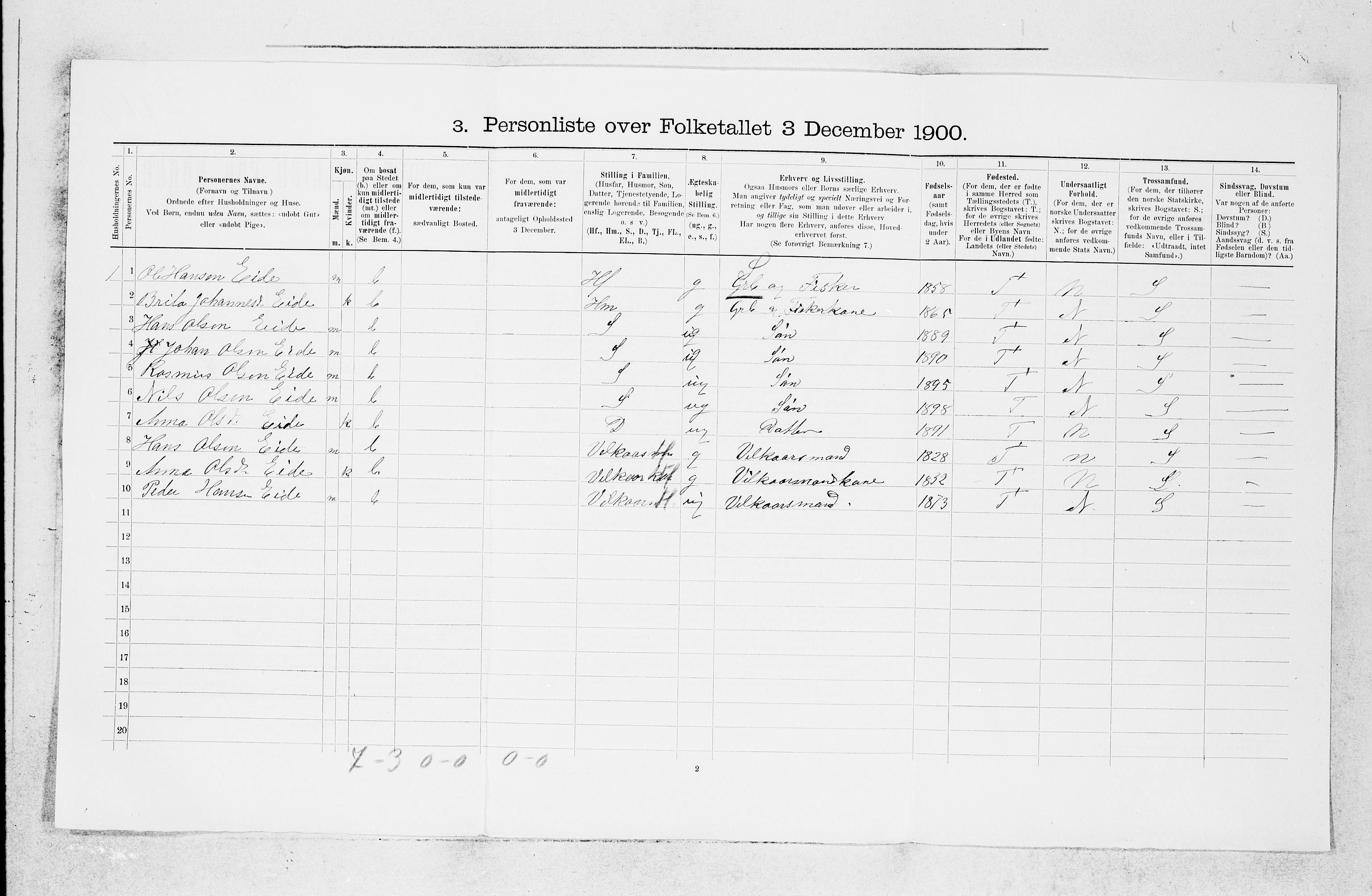 SAB, 1900 census for Fjell, 1900, p. 45