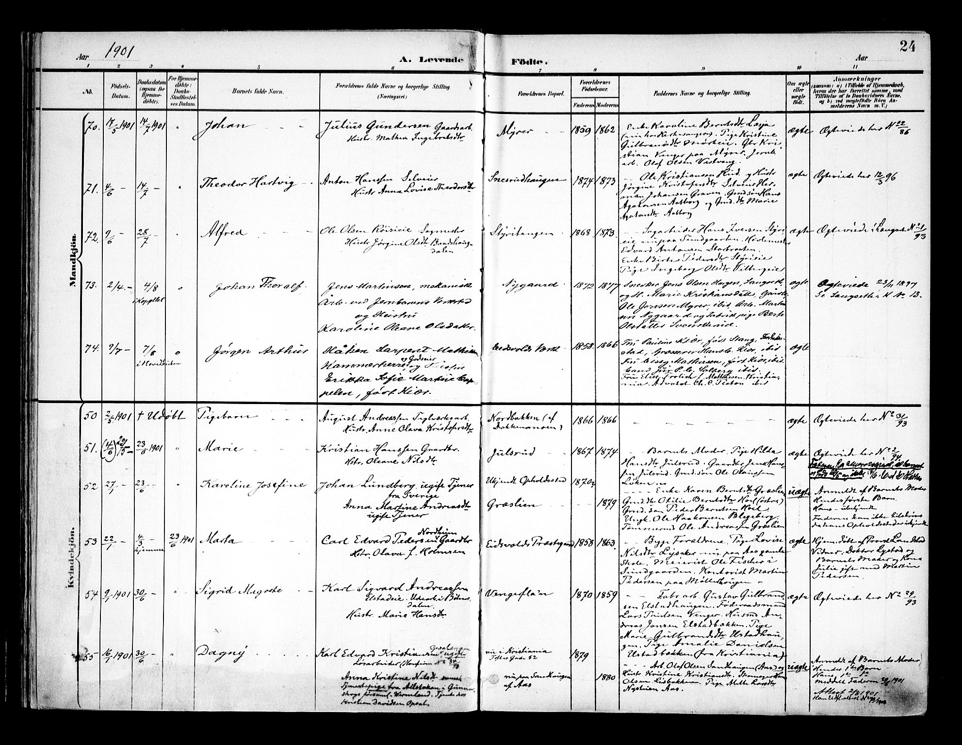 Eidsvoll prestekontor Kirkebøker, SAO/A-10888/F/Fa/L0006: Parish register (official) no. I 6, 1900-1907, p. 24