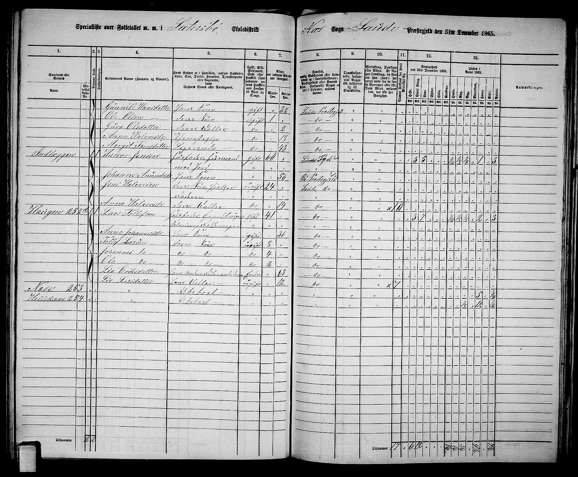 RA, 1865 census for Sauherad, 1865, p. 150