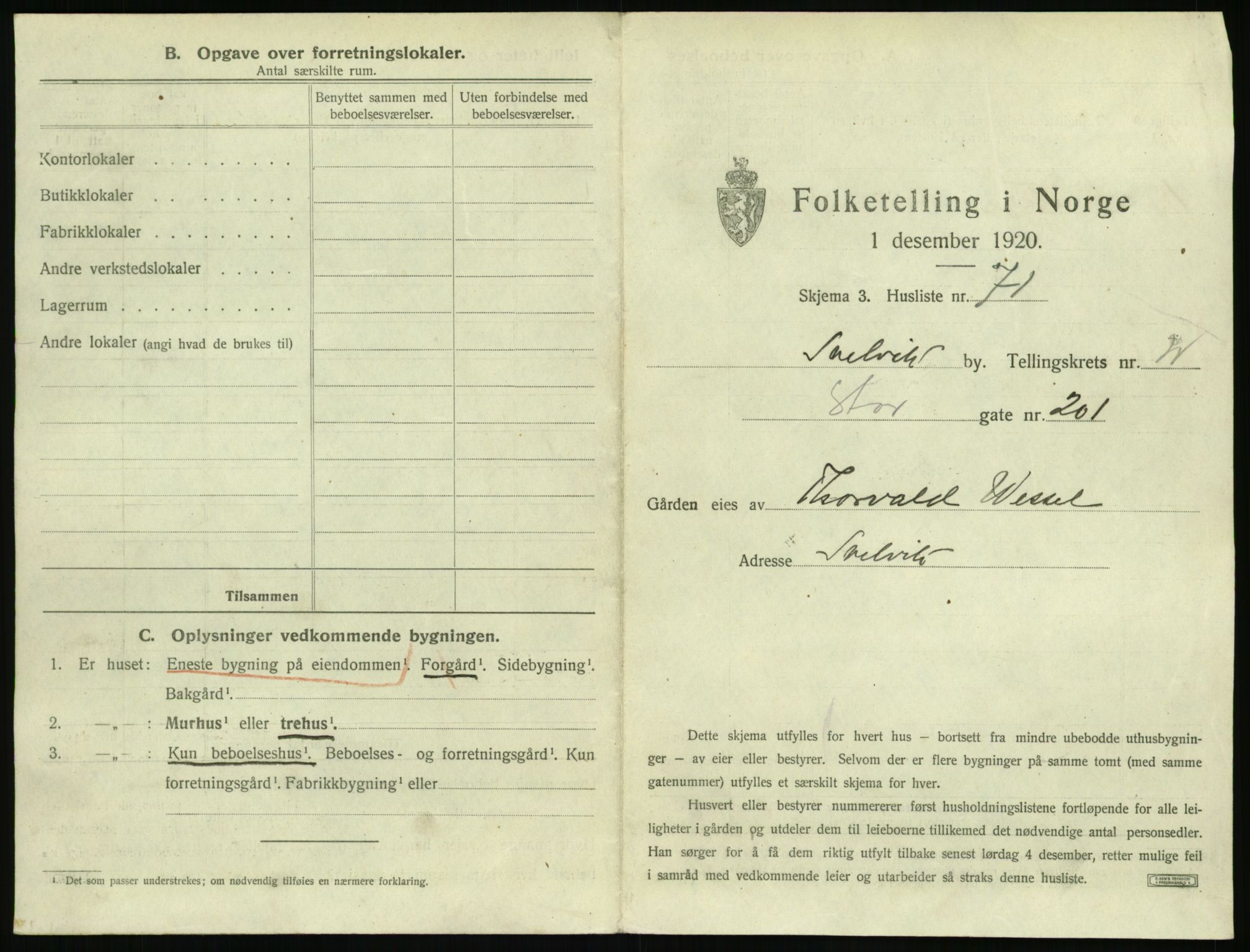 SAKO, 1920 census for Svelvik, 1920, p. 417