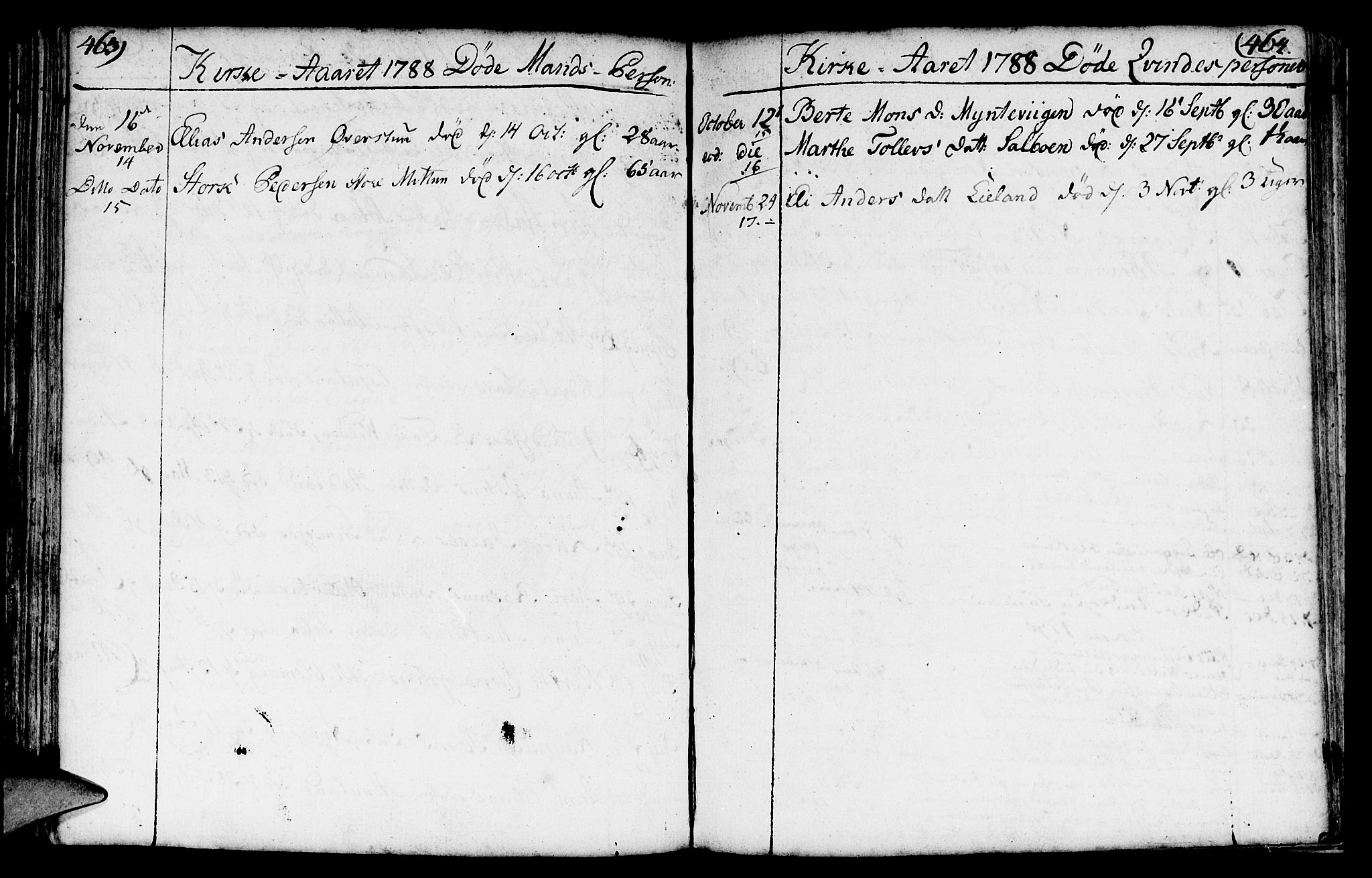 Fana Sokneprestembete, AV/SAB-A-75101/H/Haa/Haaa/L0005: Parish register (official) no. A 5, 1773-1799, p. 463-464