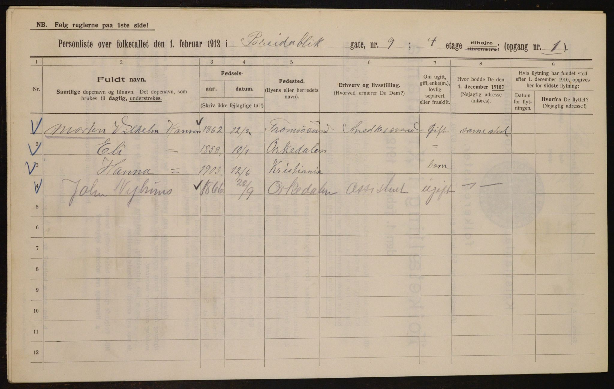 OBA, Municipal Census 1912 for Kristiania, 1912, p. 7978