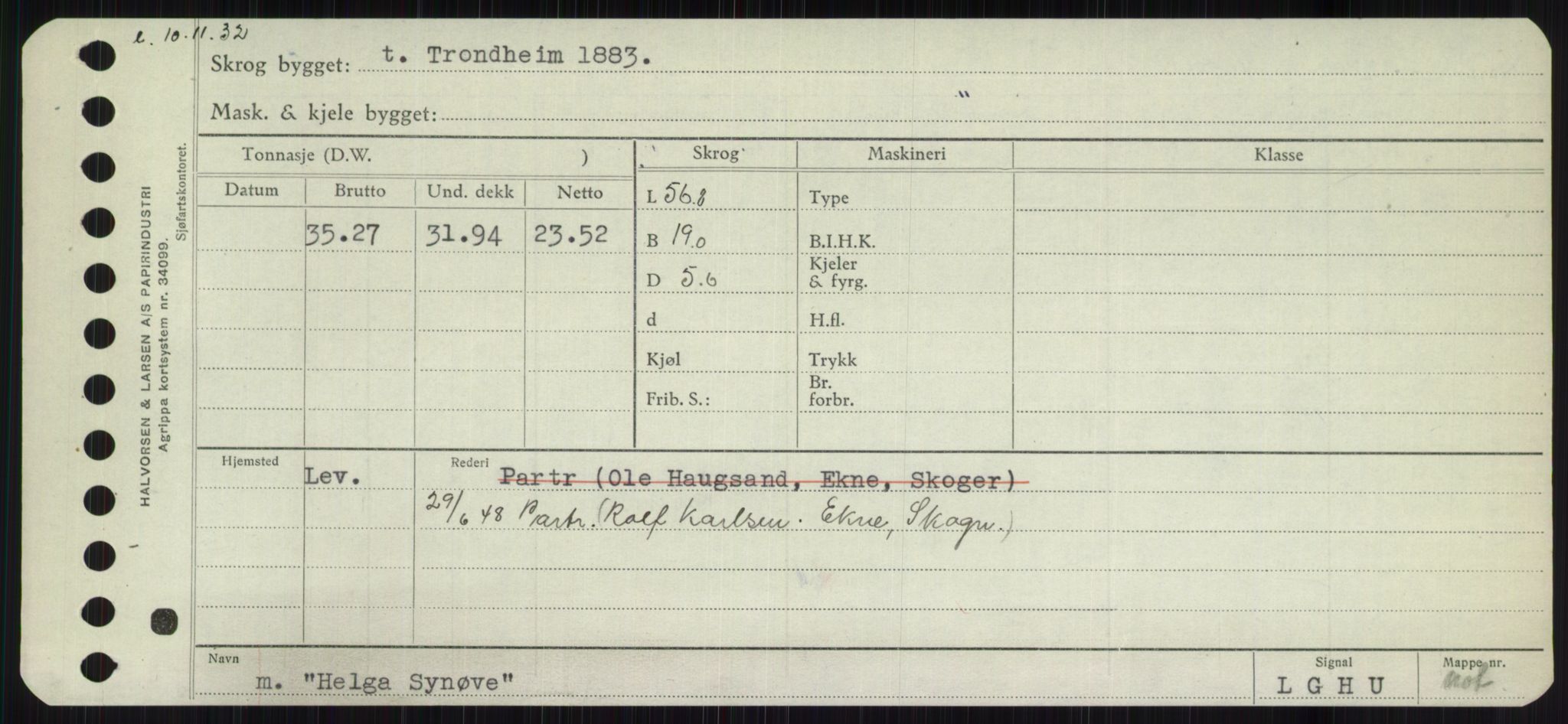 Sjøfartsdirektoratet med forløpere, Skipsmålingen, RA/S-1627/H/Ha/L0002/0002: Fartøy, Eik-Hill / Fartøy, G-Hill, p. 785