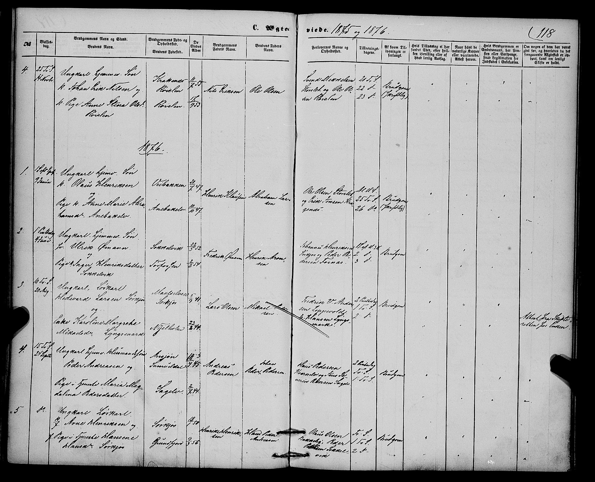 Skjervøy sokneprestkontor, SATØ/S-1300/H/Ha/Haa/L0013kirke: Parish register (official) no. 13, 1863-1877, p. 118