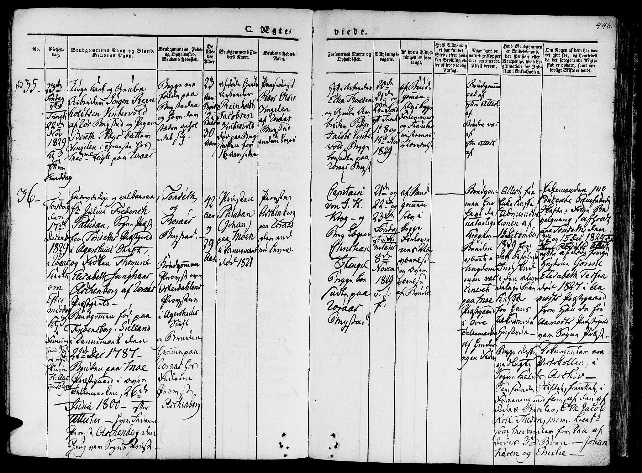 Ministerialprotokoller, klokkerbøker og fødselsregistre - Sør-Trøndelag, SAT/A-1456/681/L0930: Parish register (official) no. 681A08, 1829-1844, p. 446