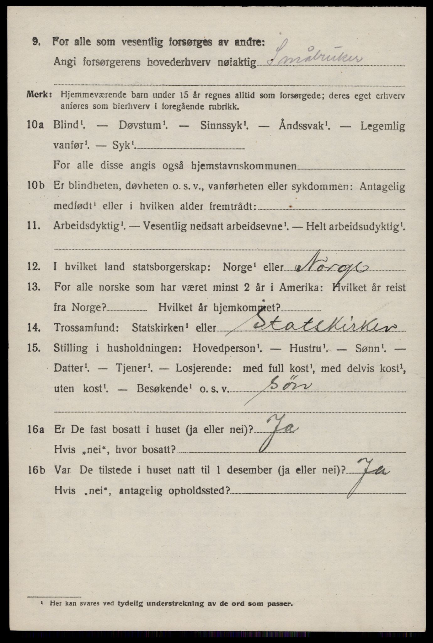 SAST, 1920 census for Nedstrand, 1920, p. 1102