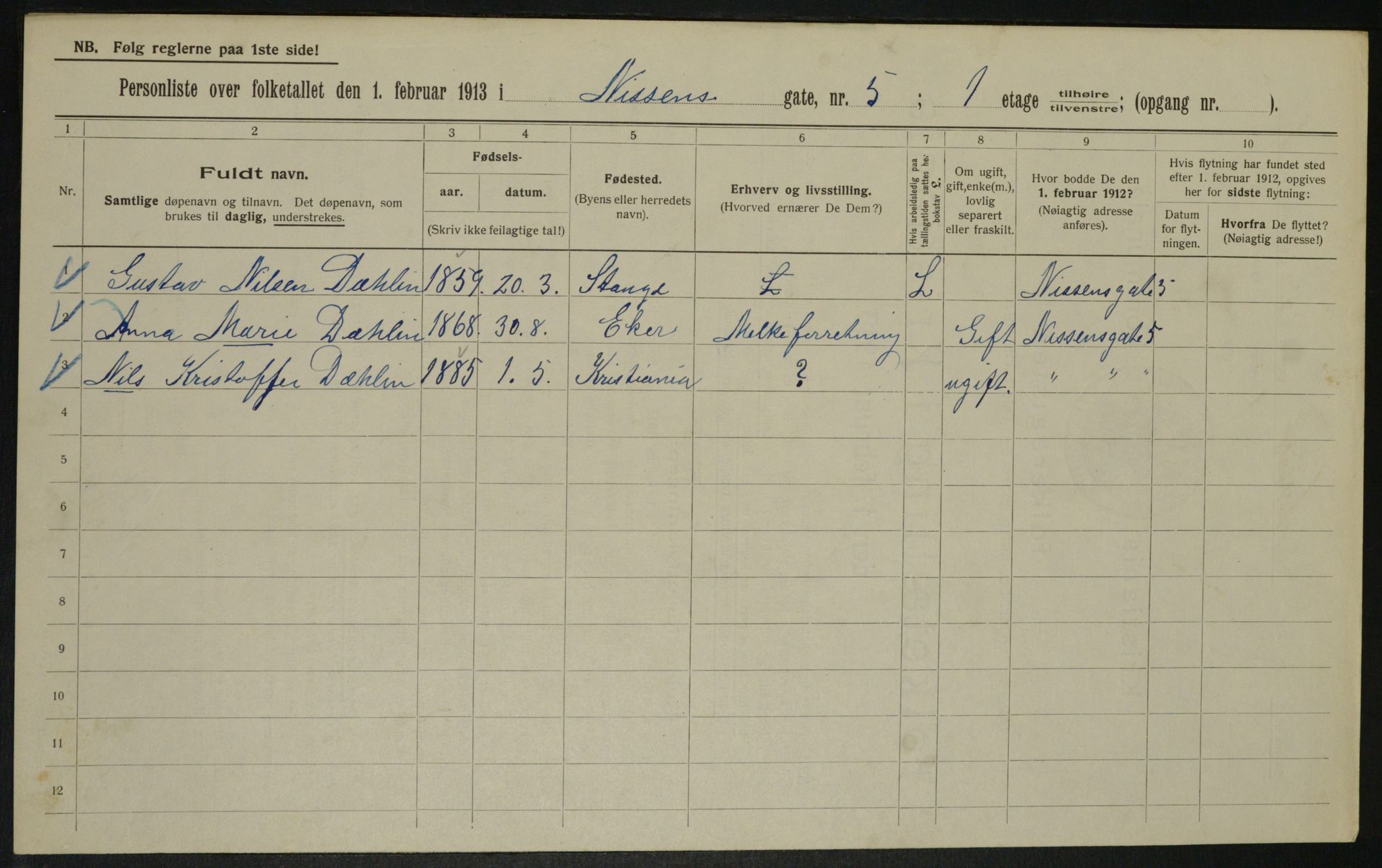 OBA, Municipal Census 1913 for Kristiania, 1913, p. 71207