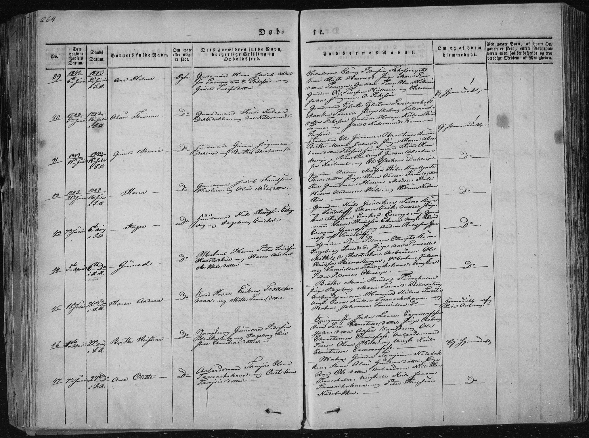 Sannidal kirkebøker, AV/SAKO-A-296/F/Fa/L0006: Parish register (official) no. 6, 1831-1847, p. 264