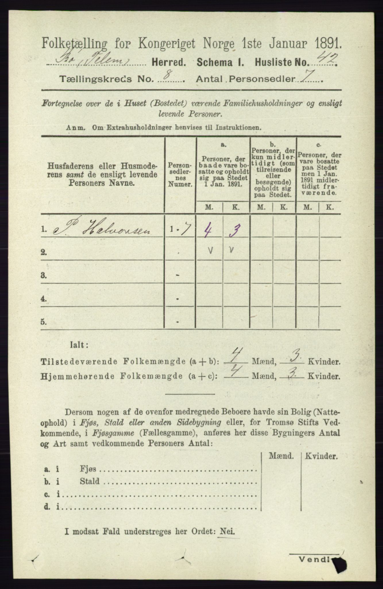 RA, 1891 census for 0821 Bø, 1891, p. 2547