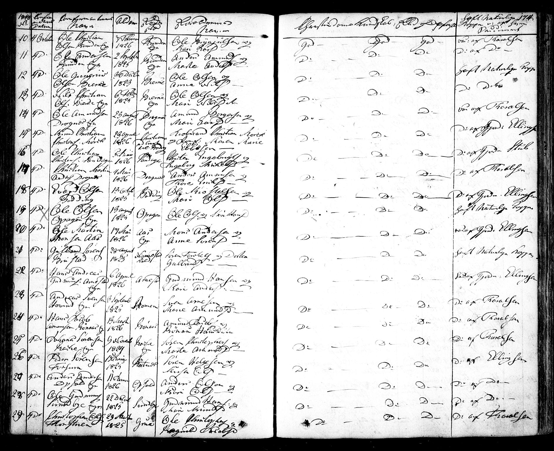 Nes prestekontor Kirkebøker, AV/SAO-A-10410/F/Fa/L0006: Parish register (official) no. I 6, 1833-1845, p. 174