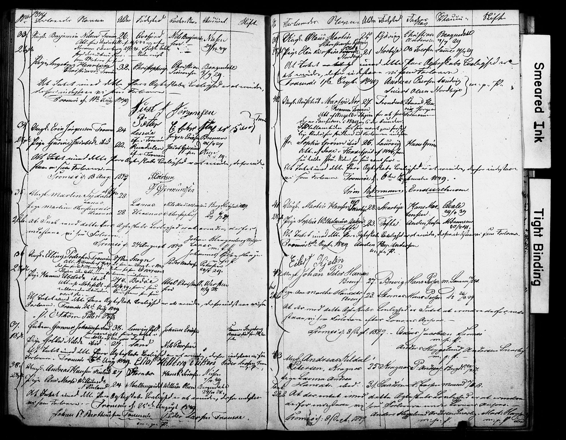 Tromsø sokneprestkontor/stiftsprosti/domprosti, AV/SATØ-S-1343/H/Hc/L0096: Banns register no. 2, 1838-1851