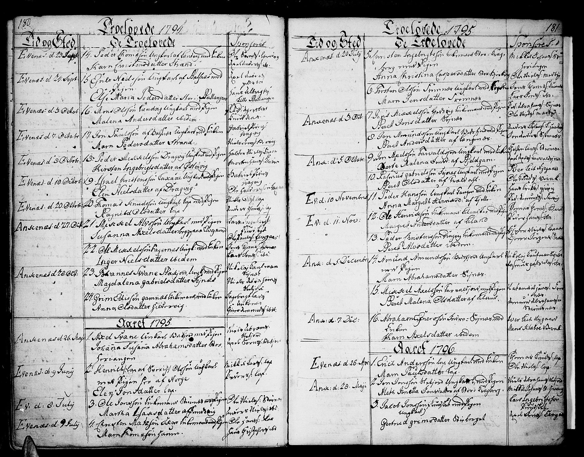 Ministerialprotokoller, klokkerbøker og fødselsregistre - Nordland, SAT/A-1459/863/L0893: Parish register (official) no. 863A05, 1794-1821, p. 180-181