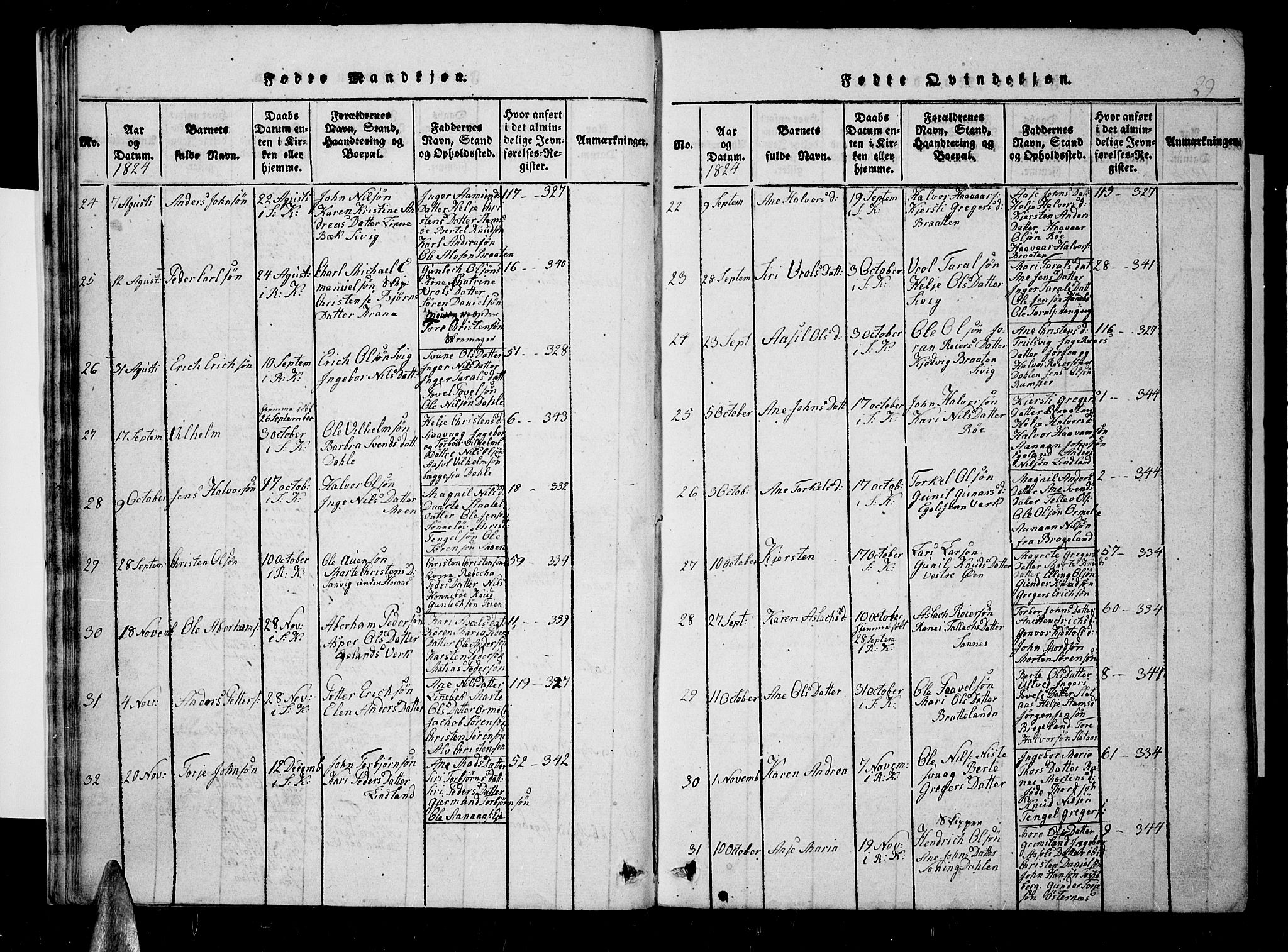 Søndeled sokneprestkontor, SAK/1111-0038/F/Fb/L0002: Parish register (copy) no. B 2, 1816-1839, p. 29