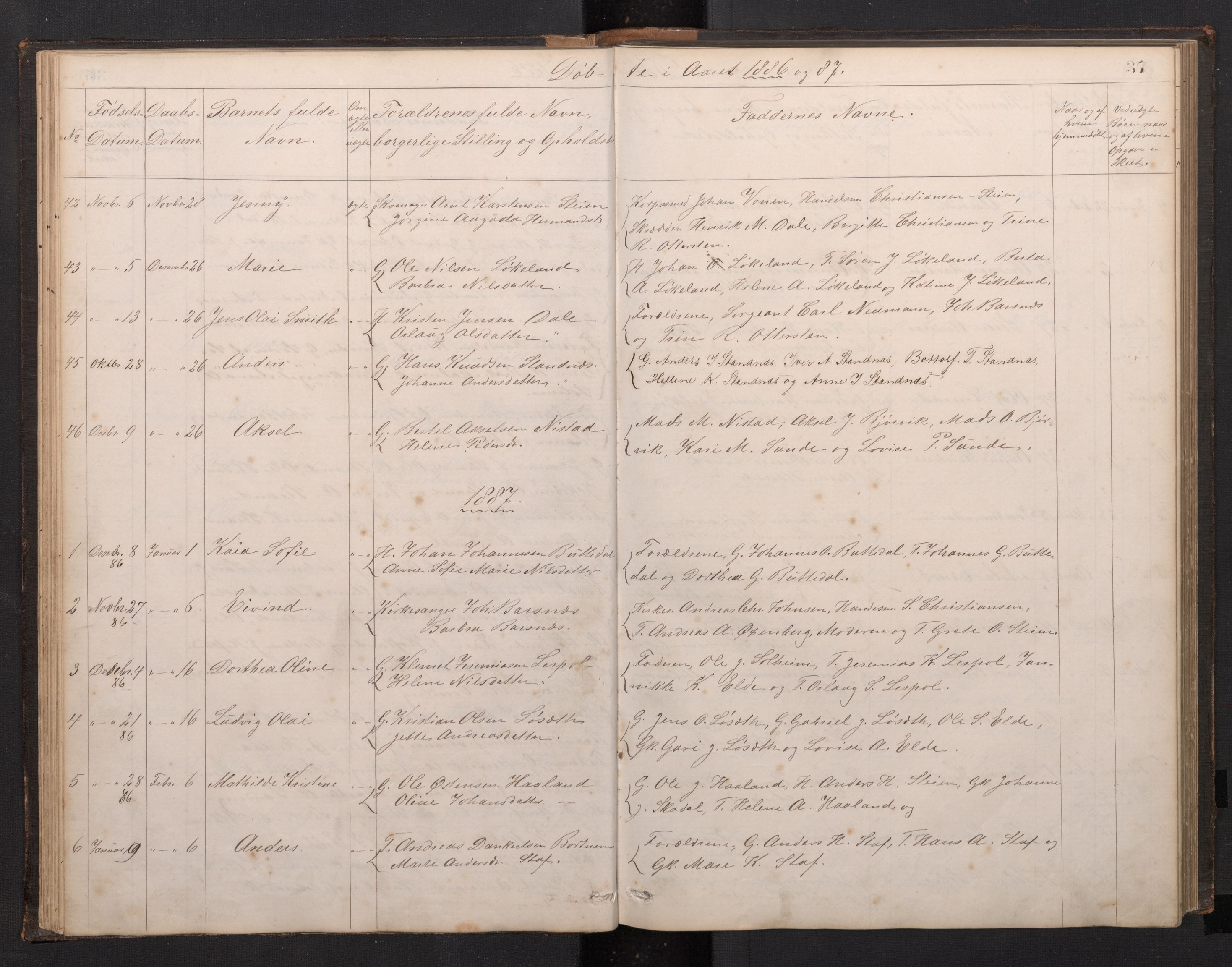 Fjaler sokneprestembete, SAB/A-79801/H/Hab/Habc/L0002: Parish register (copy) no. C 2, 1879-1893, p. 36b-37a