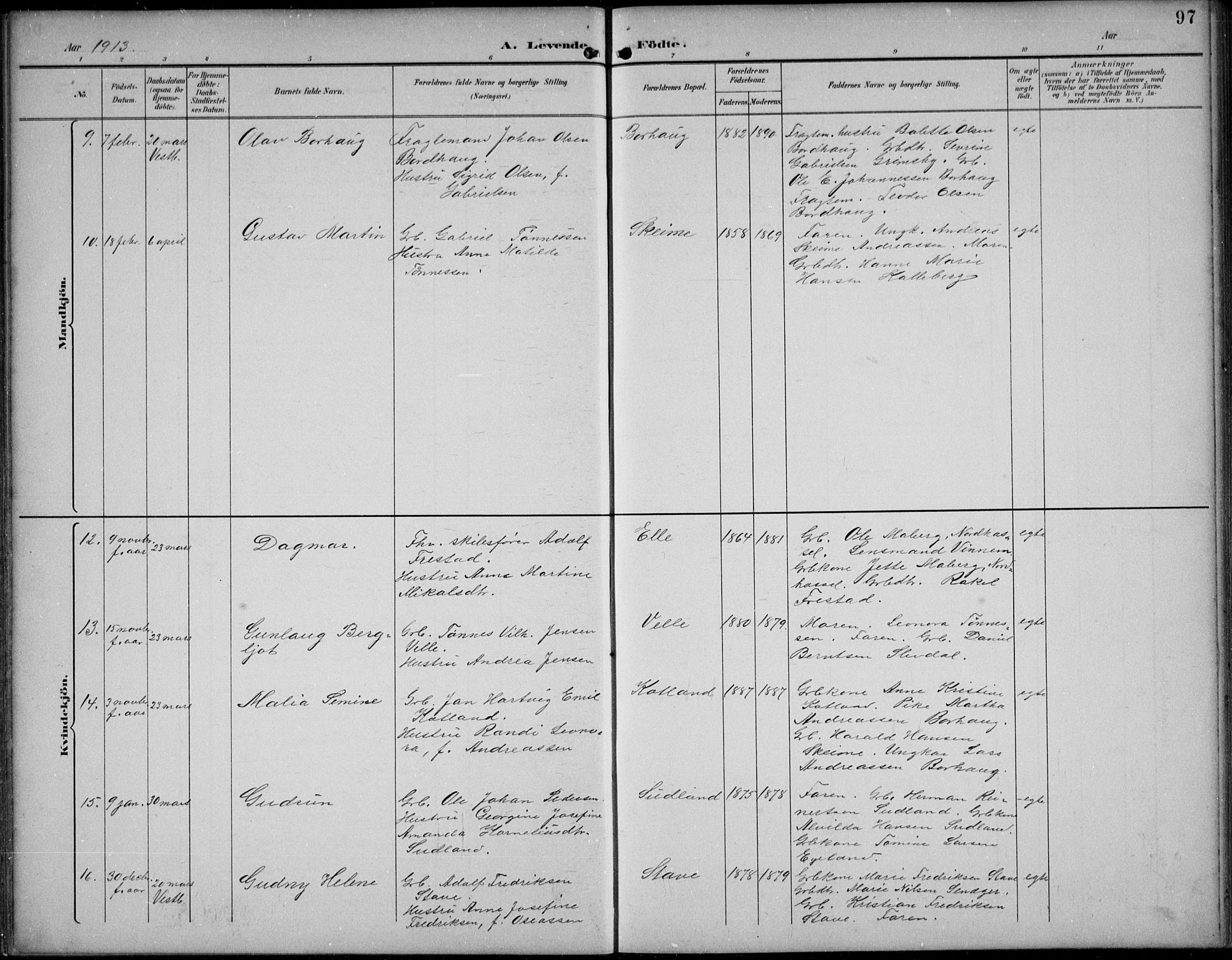 Lista sokneprestkontor, SAK/1111-0027/F/Fb/L0005: Parish register (copy) no. B 5, 1892-1923, p. 97